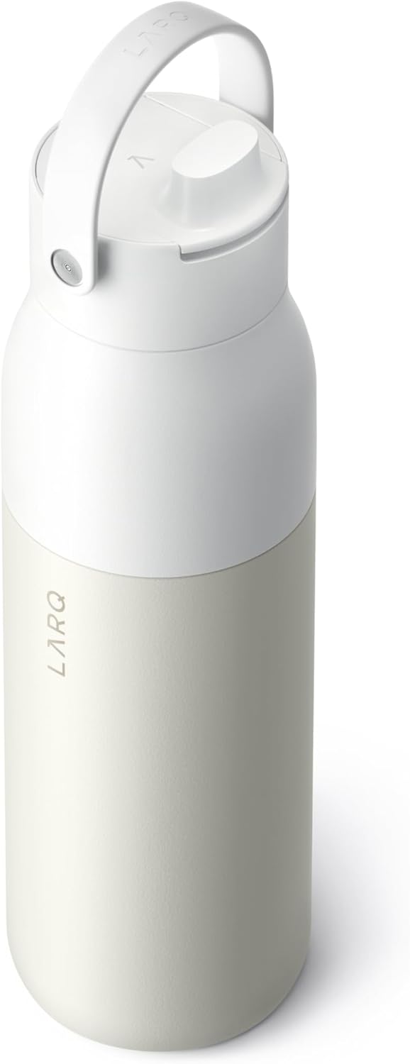LARQ Bottle Swig Top 34oz - Insulated Stainless Steel Water Bottle With Built-In Silicone Handle | BPA Free | Reusable Water Bottle for Sports, Gym, and Travel, Granite White