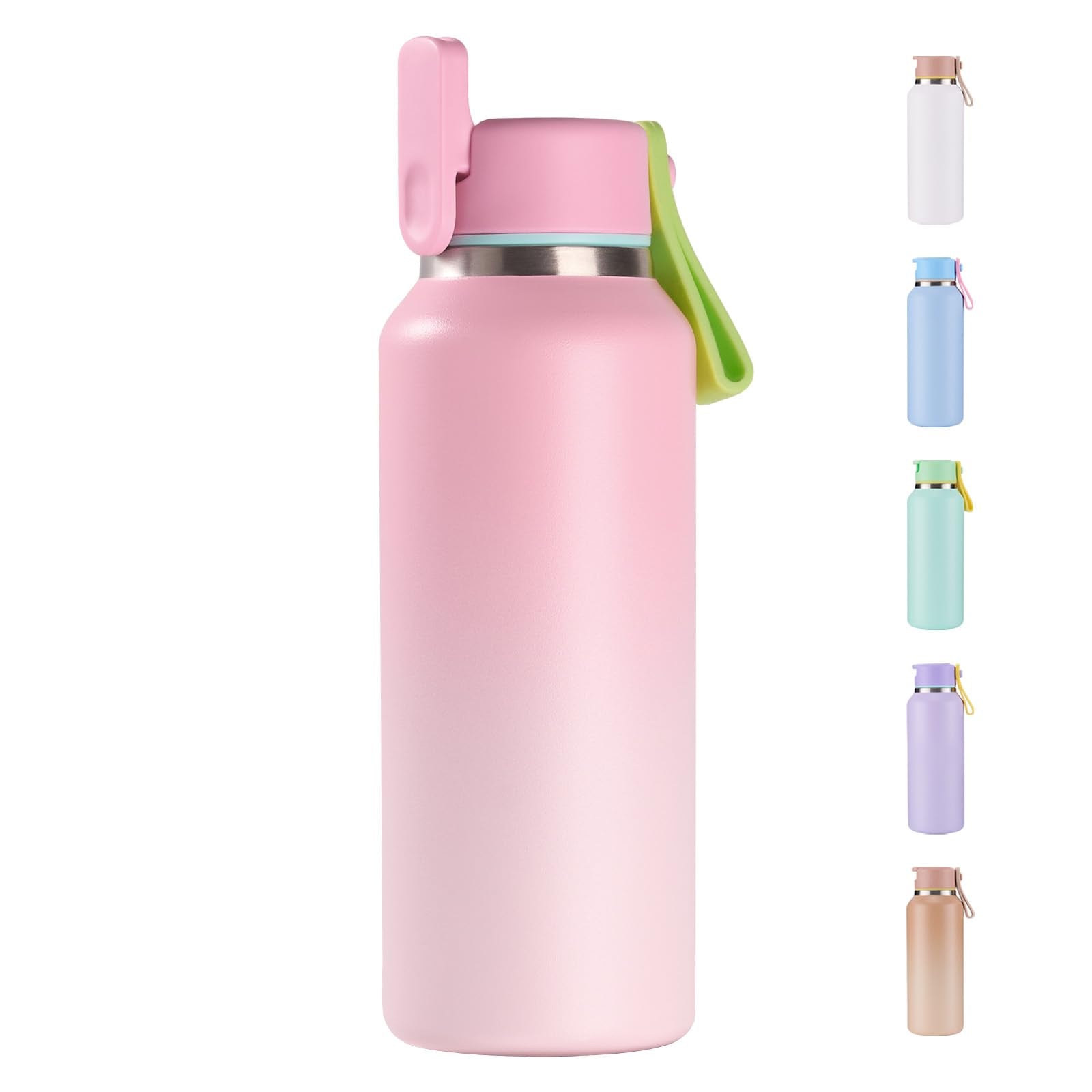 12oz Kids Water Bottle for School Boys&Girls, Toddler Cup, 304 Stainless Steel Sport Insulated Water Bottle with Straws, BPA-Free, Gradient Brown