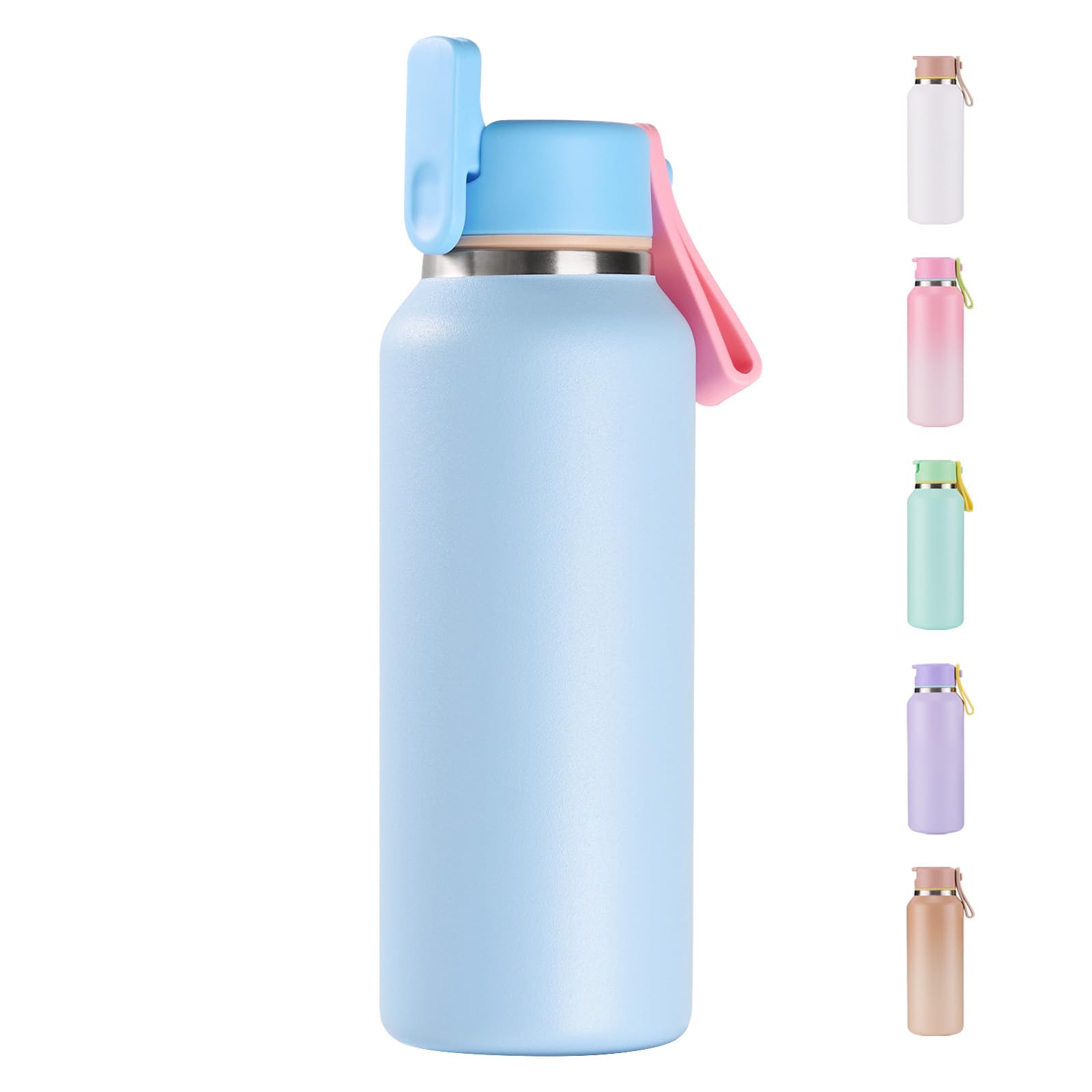 12oz Kids Water Bottle for School Boys&Girls, Toddler Cup, 304 Stainless Steel Sport Insulated Water Bottle with Straws, BPA-Free, Gradient Brown