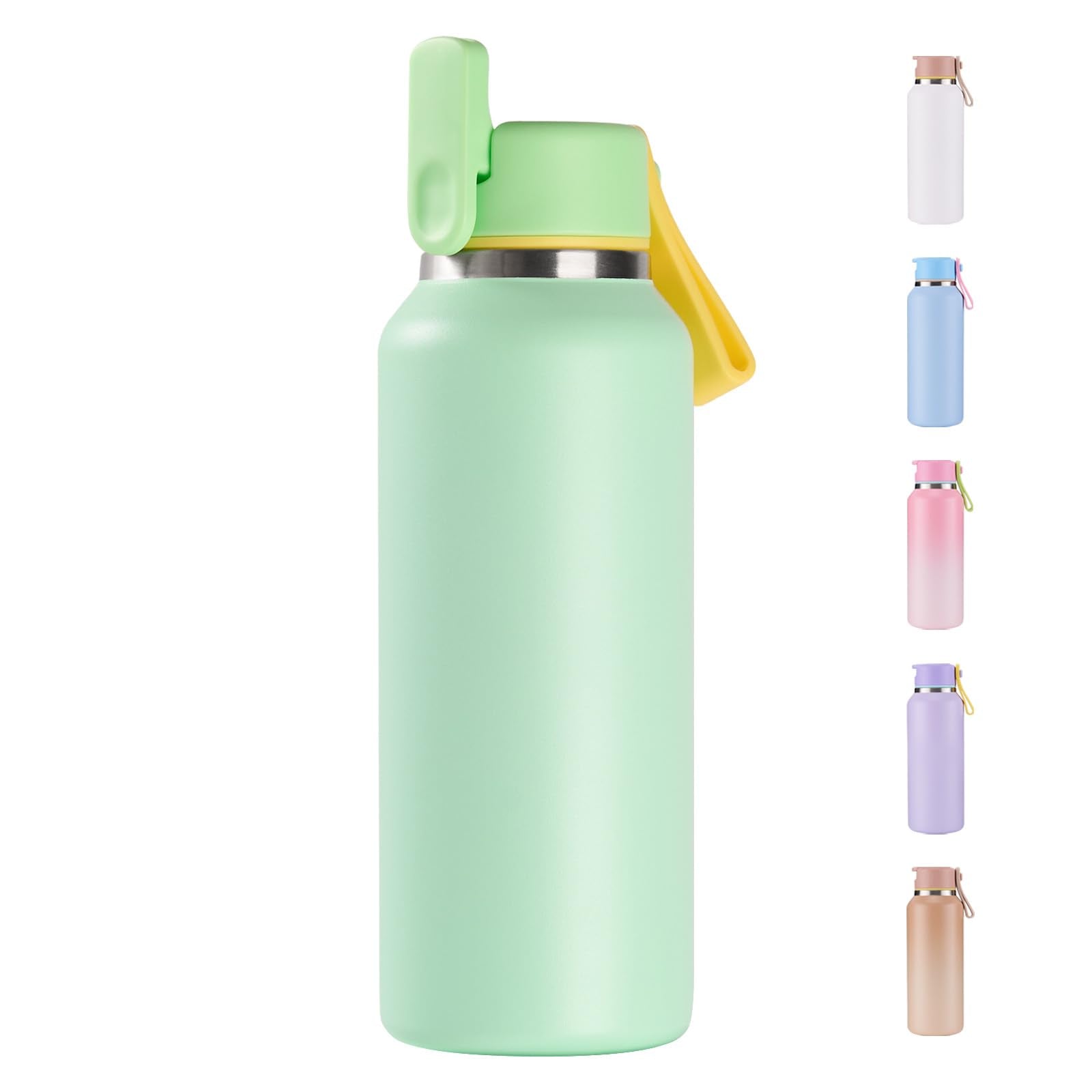 12oz Kids Water Bottle for School Boys&Girls, Toddler Cup, 304 Stainless Steel Sport Insulated Water Bottle with Straws, BPA-Free, Gradient Brown
