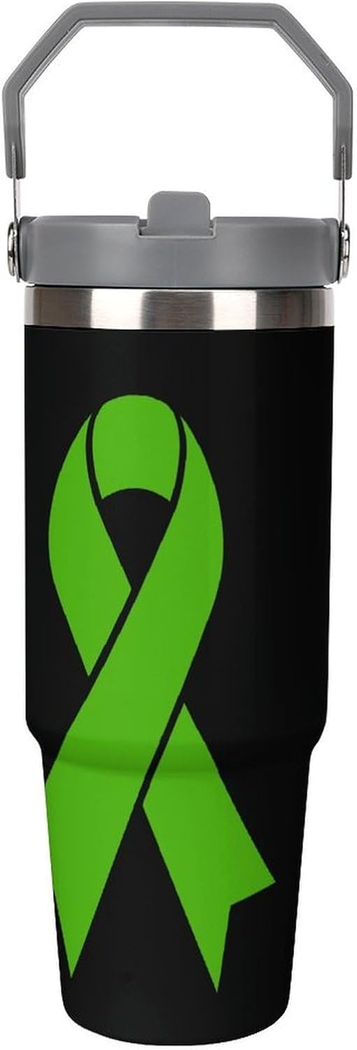 30 Oz Tumbler National Donate Life Month Stainless Steel Coffee Mug with Handle And Flip Straw Large Insulated Water Bottle for Women Men