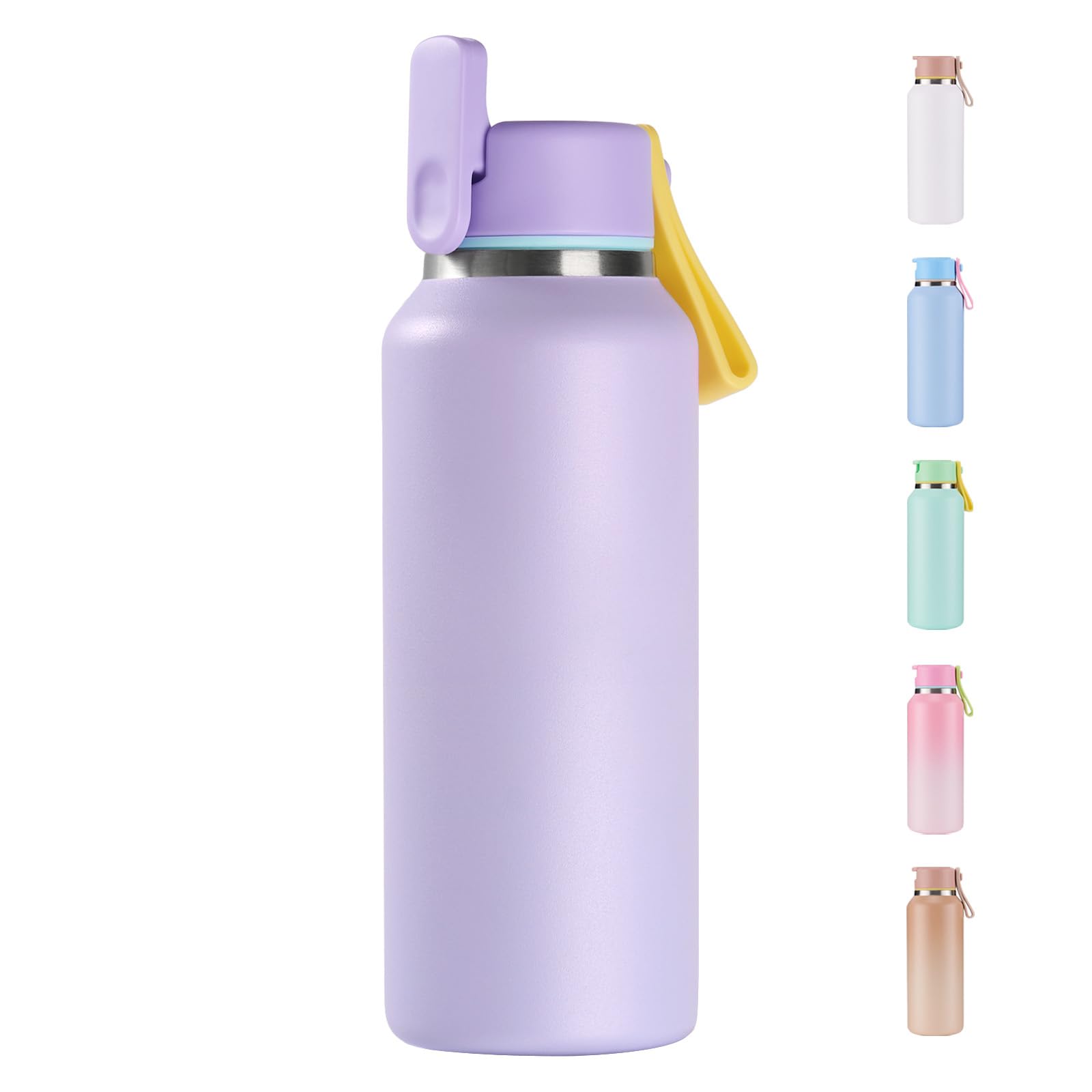 12oz Kids Water Bottle for School Boys&Girls, Toddler Cup, 304 Stainless Steel Sport Insulated Water Bottle with Straws, BPA-Free, Gradient Brown