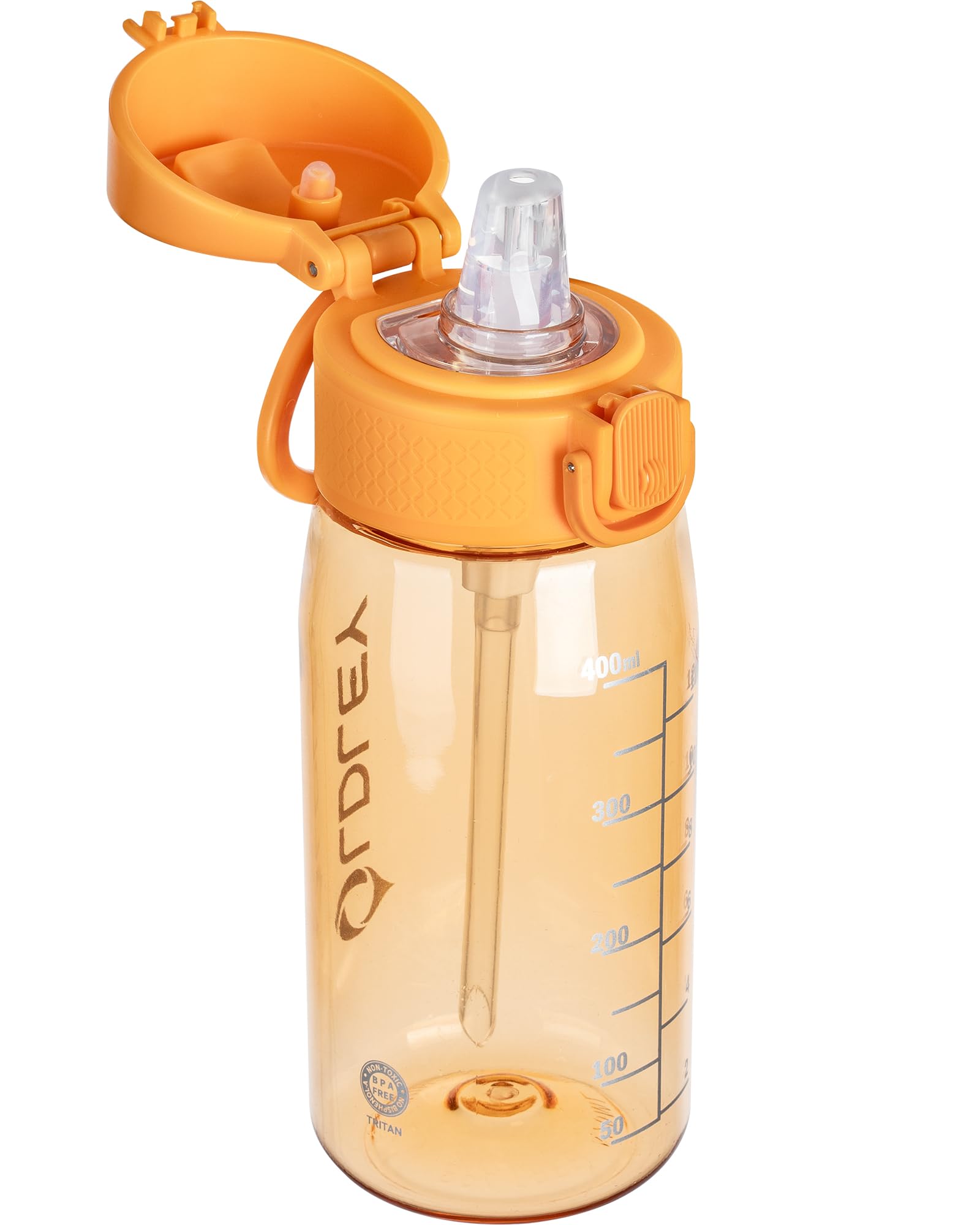 OLDLEY Kids Water Bottles with Straw 420ml/14oz BPA Free Tritan Water Bottle with Handle Leakproof School Sports Drinking Bottle for Toddler Boys Girls,Transparent