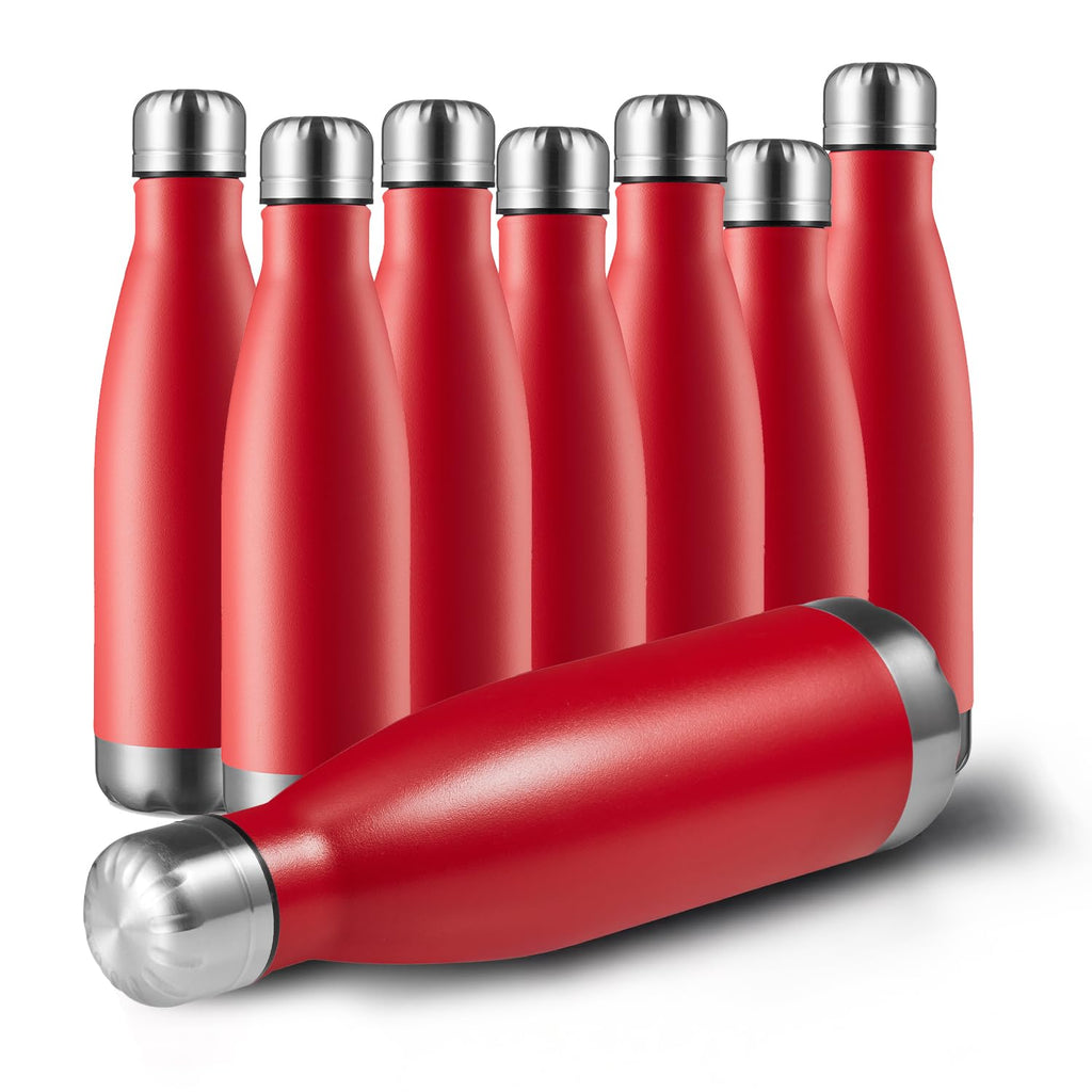 MEWAY 17oz Sport Water Bottle 12 Pack Vacuum Insulated Stainless Steel Leak-Proof Double Wall Cola Shape Water Bottle,Keep Drinks Hot & Cold (Silver,12 Pack)