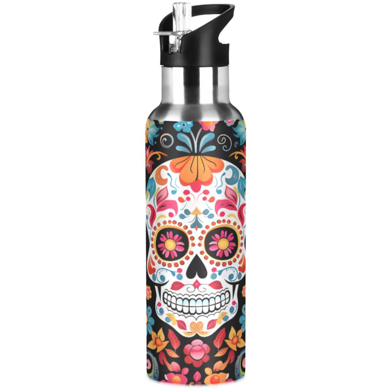 Ski Water Bottle Kids Insulated Sports Vacuum Stainless Steel Mug with Straw Lid & Handle 20 oz