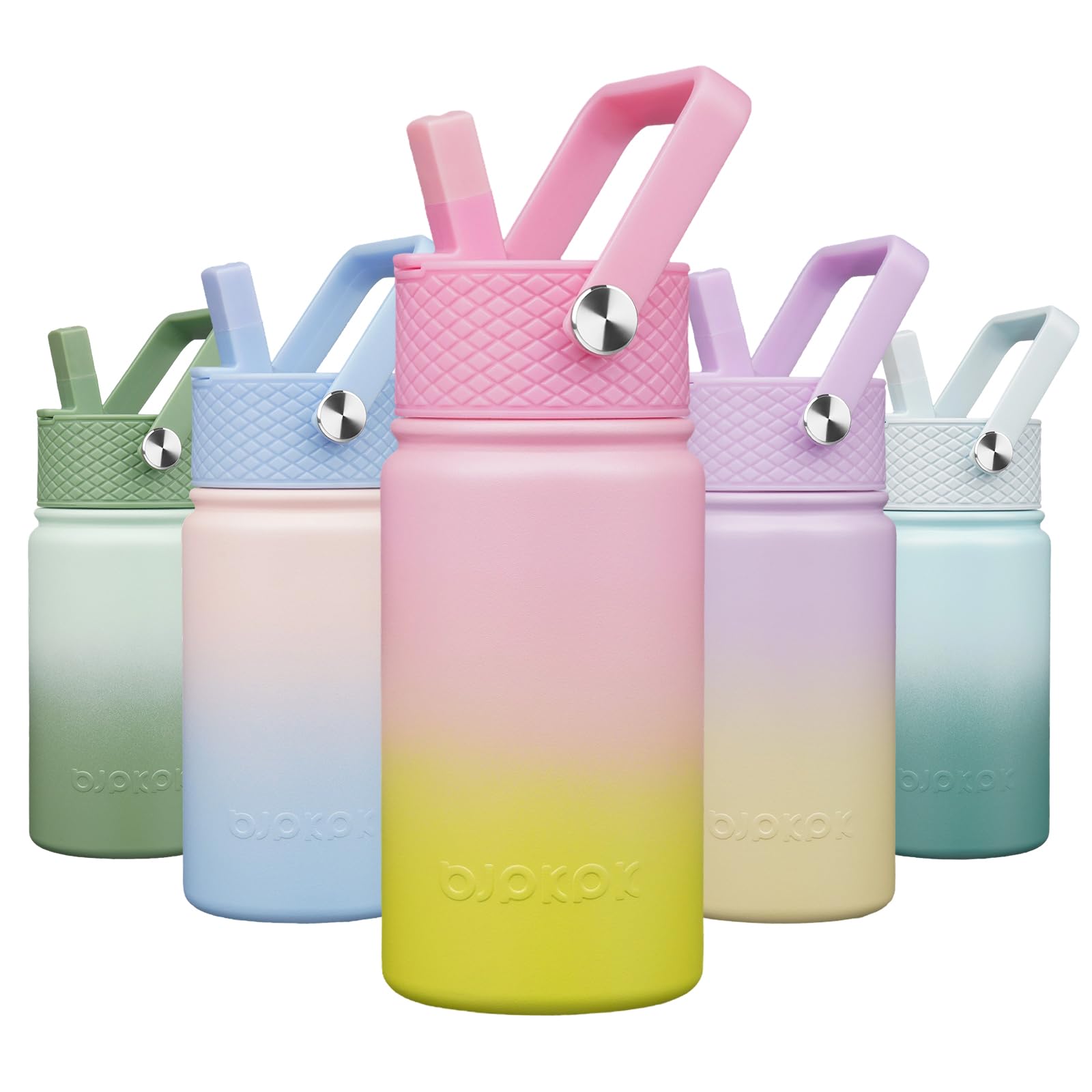 BJPKPK Insulated Water Bottle with Straw Lid, 15 oz Stainless Steel Metal Water Bottles, Reusable Leak Proof BPA Free Thermo, Flask, Cups - Lavender