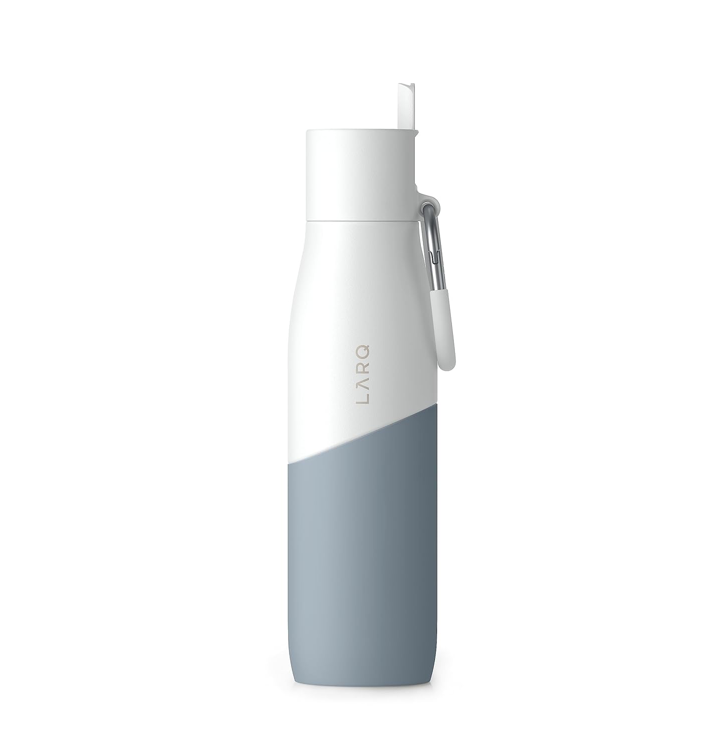 LARQ Bottle Movement Filtered - Lightweight Non-Insulated Stainless Steel Water Bottle BPA Free with Nano Zero technology and long-lasting filters, White/Pebble, 24oz
