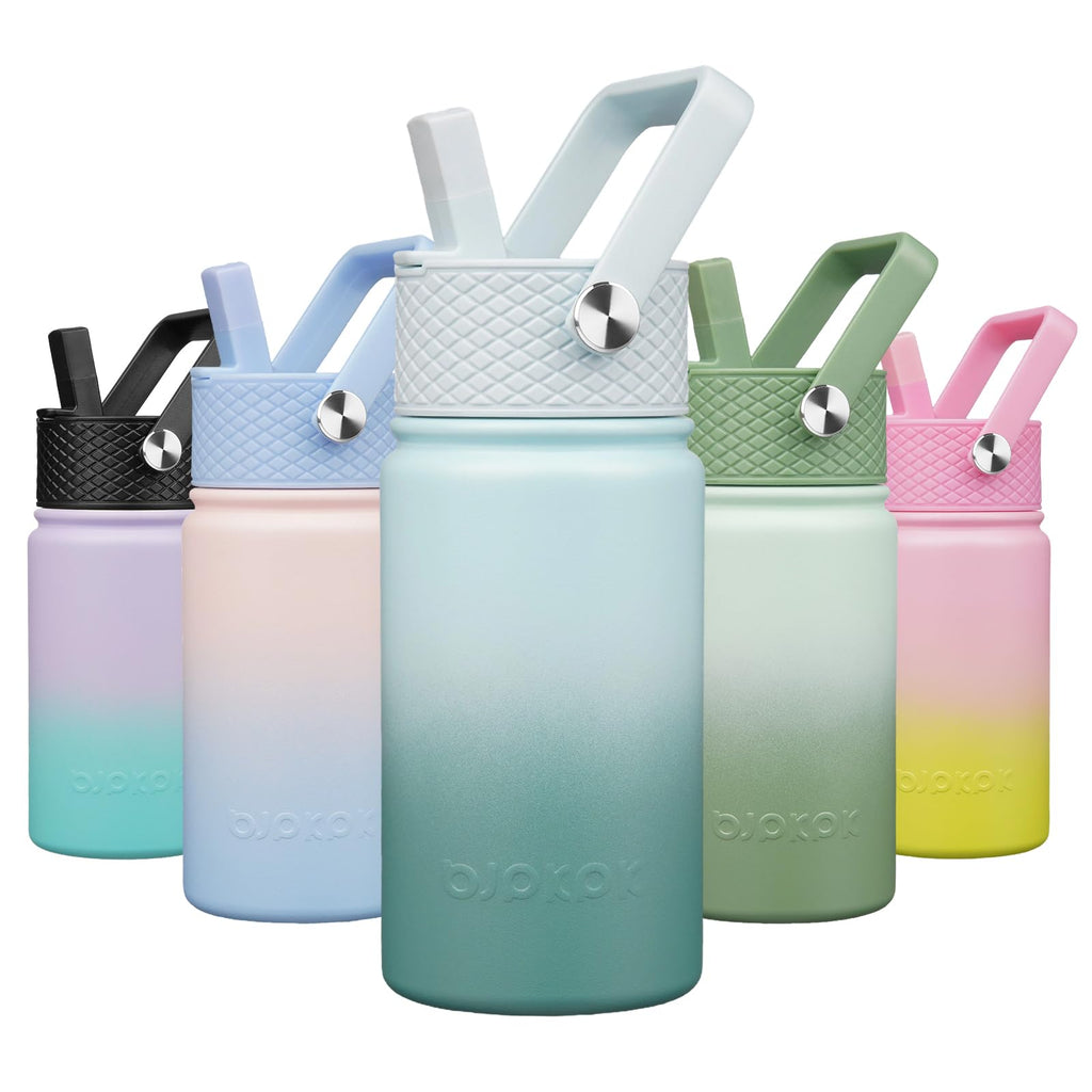 BJPKPK Insulated Water Bottle with Straw Lid, 15 oz Stainless Steel Metal Water Bottles, Reusable Leak Proof BPA Free Thermo, Flask, Cups - Lavender