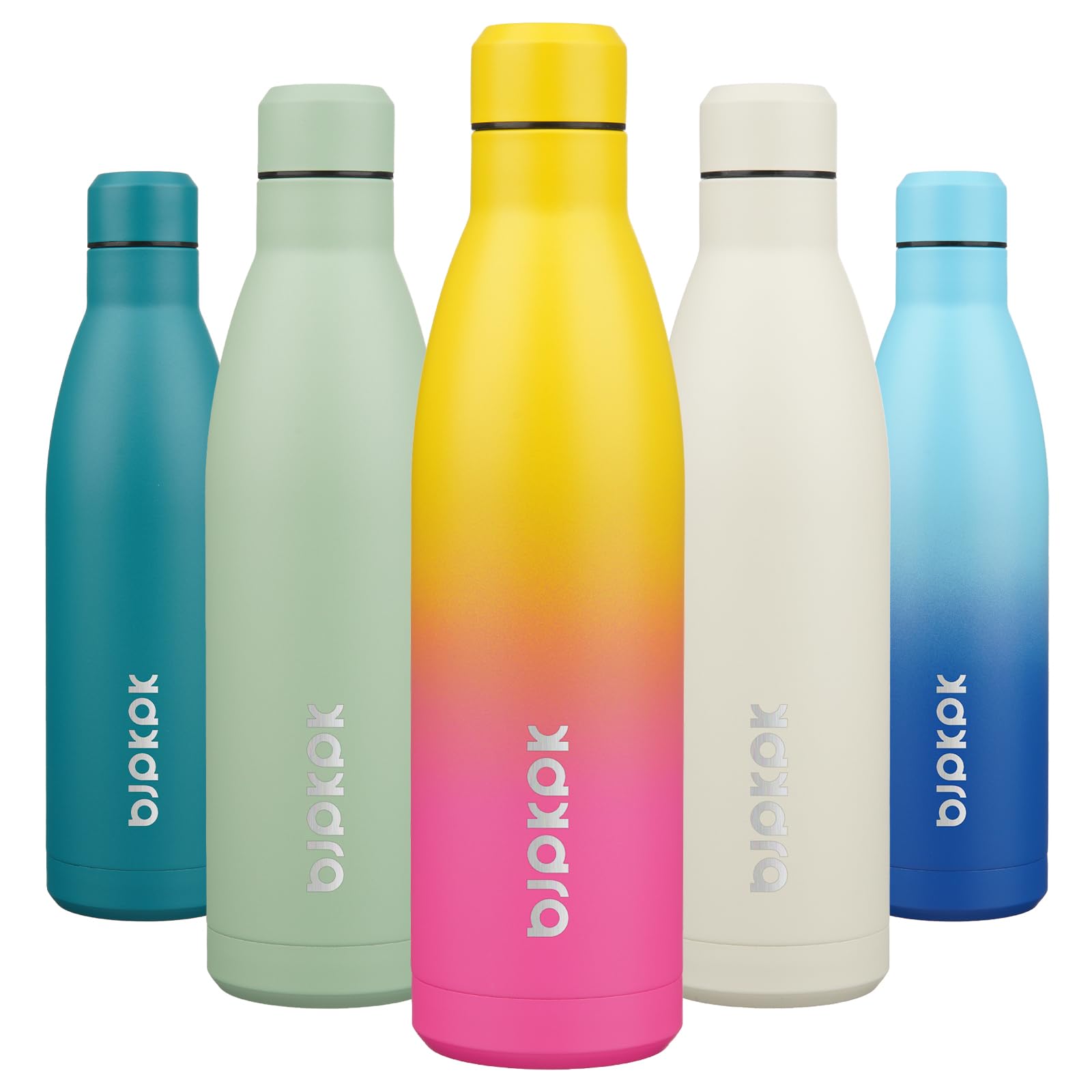 BJPKPK 12oz Water Bottles Stainless Steel Double Wall Vacuum Insulated Small Water Bottles for Travel,Sea Blue