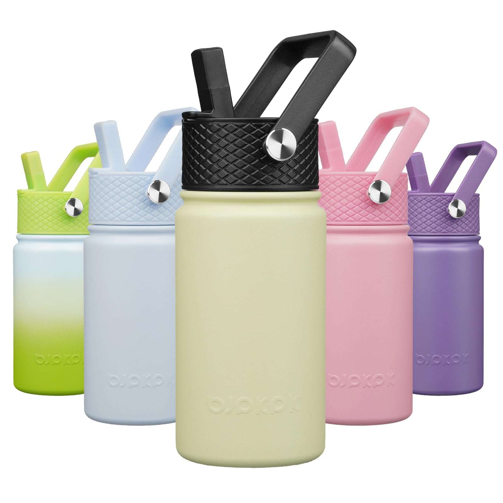 BJPKPK Insulated Water Bottle with Straw Lid, 15 oz Stainless Steel Metal Water Bottles, Reusable Leak Proof BPA Free Thermo, Flask, Cups - Lavender