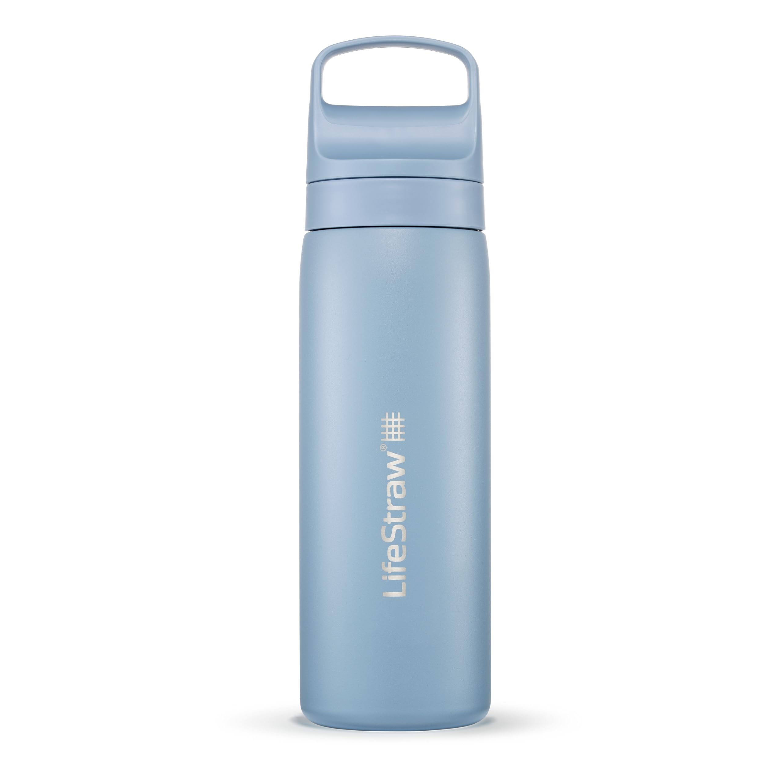 LifeStraw Go Series — Insulated Stainless Steel Water Filter Bottle for Travel and Everyday Use Removes Bacteria, Parasites and Microplastics, Improves Taste, 24oz Nordic Noir
