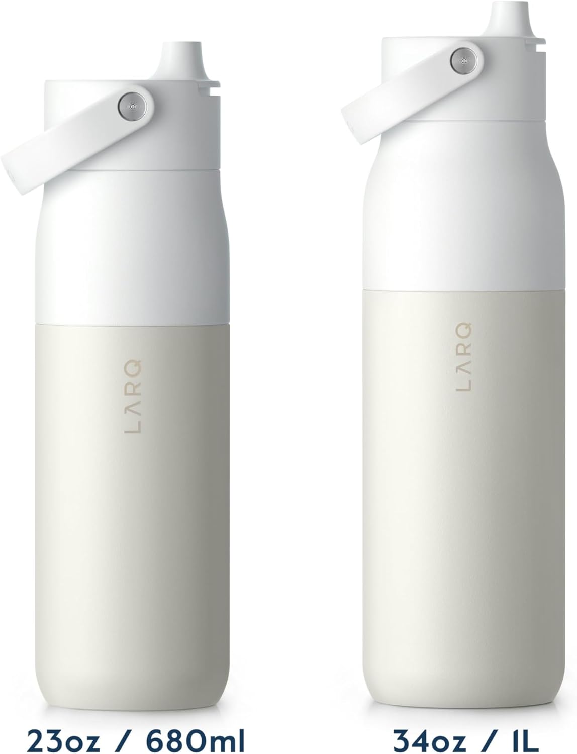 LARQ Bottle Swig Top 34oz - Insulated Stainless Steel Water Bottle With Built-In Silicone Handle | BPA Free | Reusable Water Bottle for Sports, Gym, and Travel, Granite White