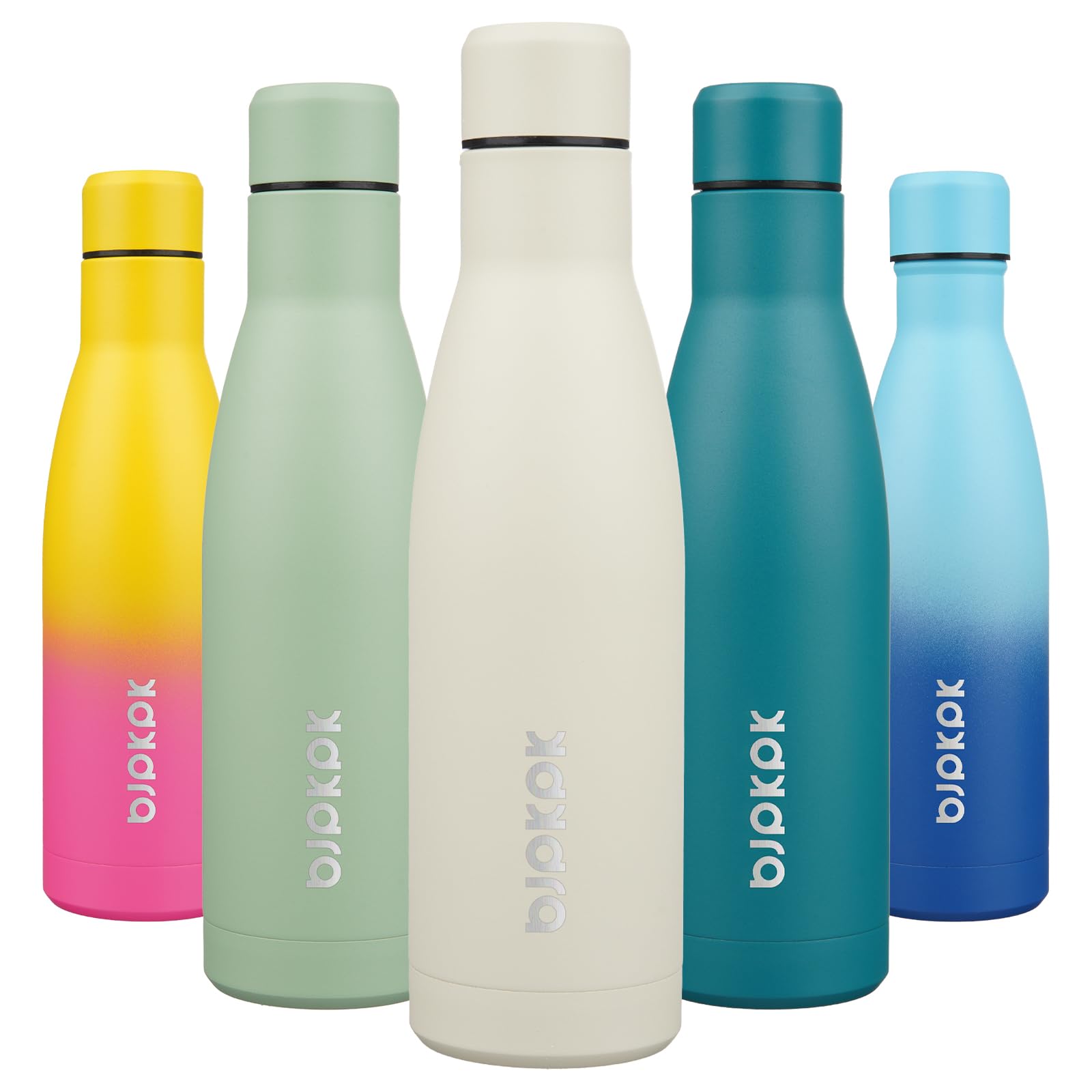 BJPKPK 12oz Water Bottles Stainless Steel Double Wall Vacuum Insulated Small Water Bottles for Travel,Sea Blue