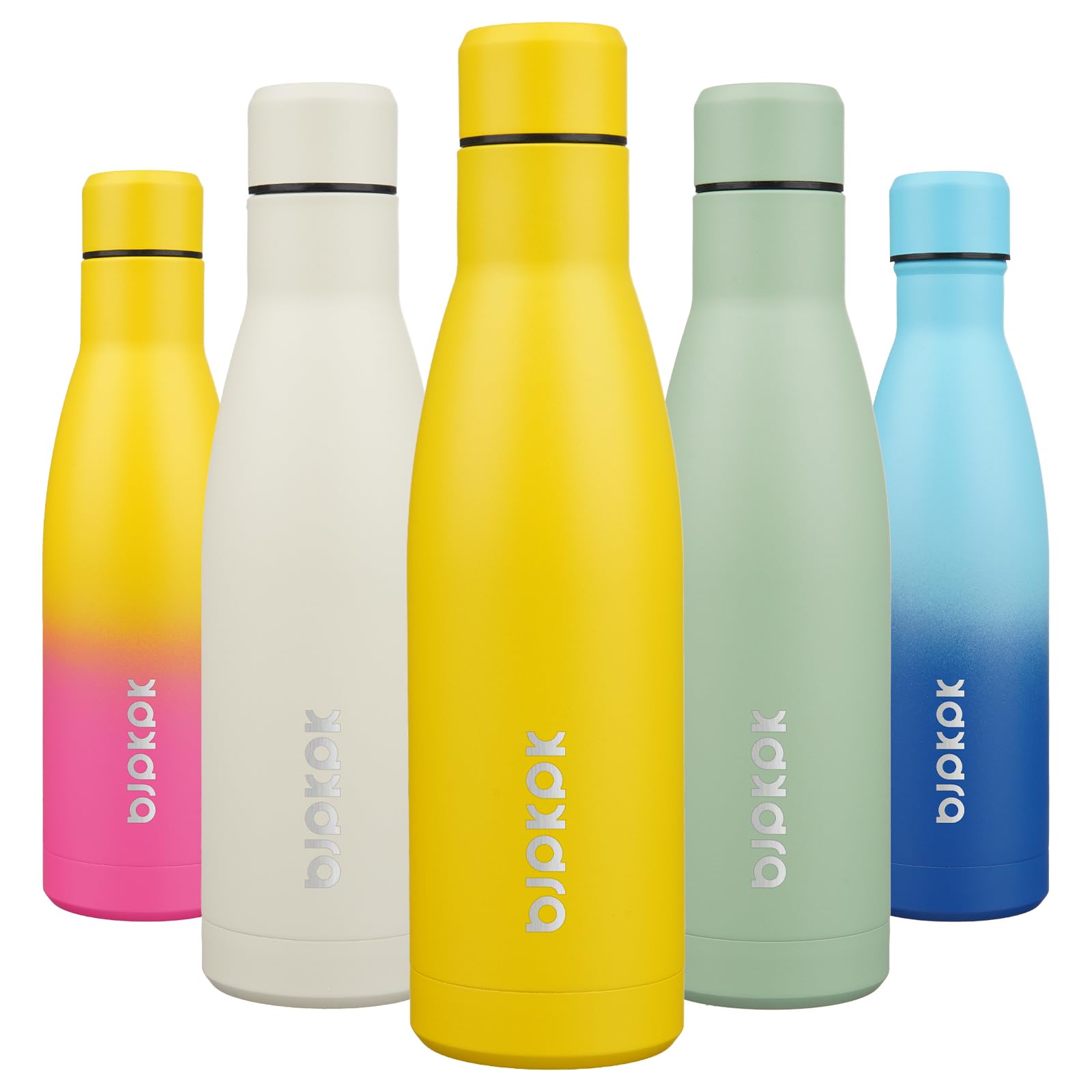 BJPKPK 12oz Water Bottles Stainless Steel Double Wall Vacuum Insulated Small Water Bottles for Travel,Sea Blue