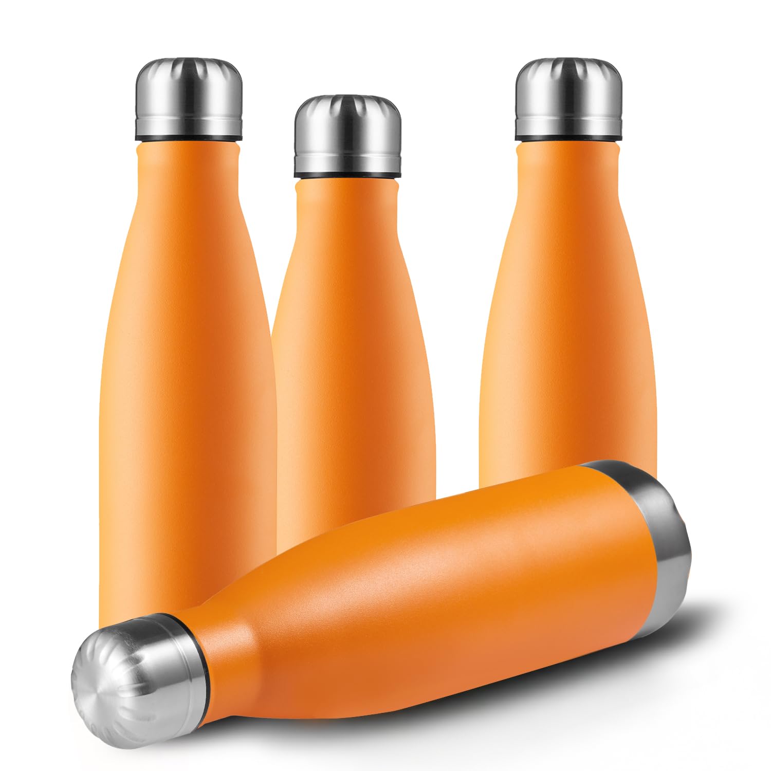 MEWAY 17oz Sport Water Bottle 12 Pack Vacuum Insulated Stainless Steel Leak-Proof Double Wall Cola Shape Water Bottle,Keep Drinks Hot & Cold (Silver,12 Pack)