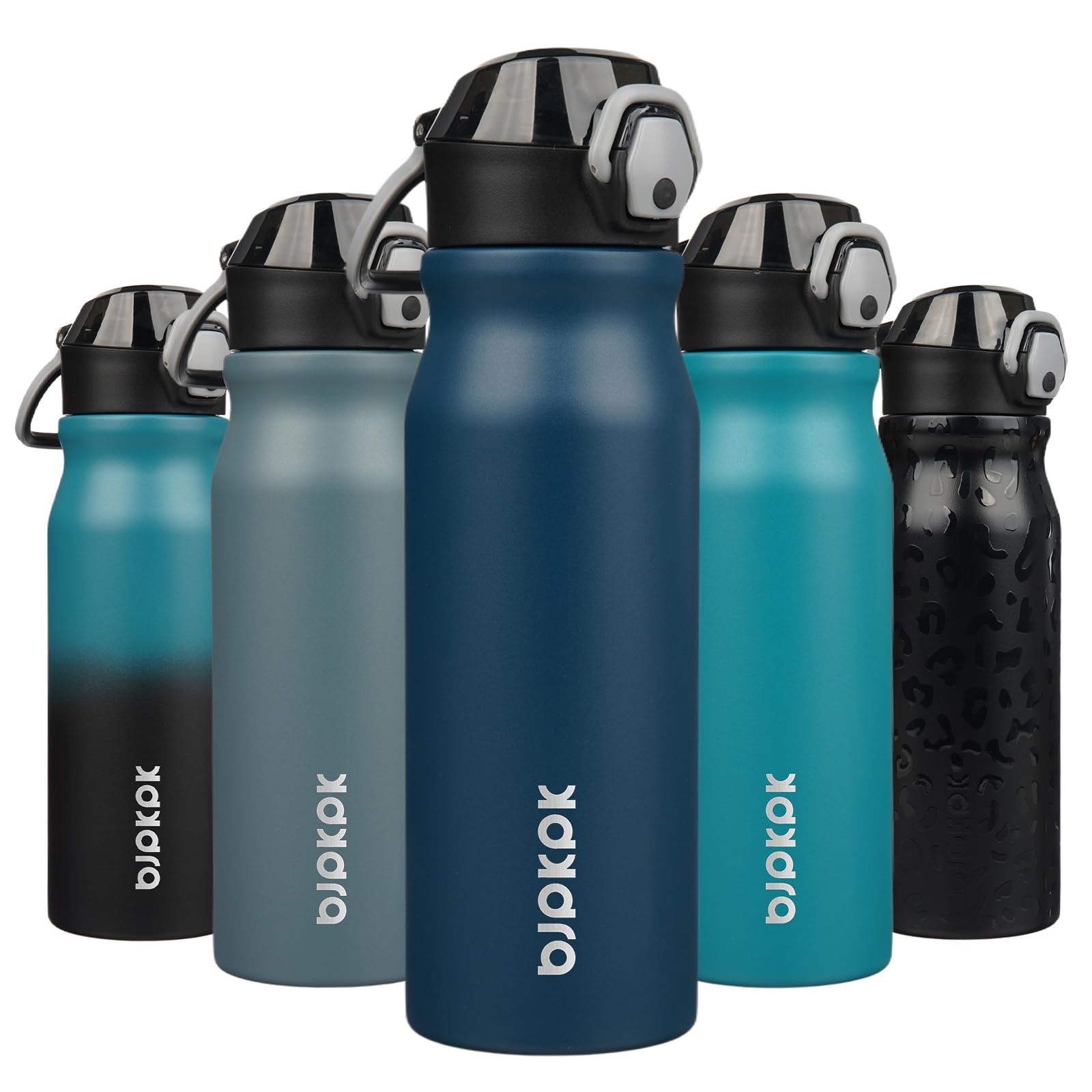 BJPKPK Water Bottle with Straw 18oz Insulated Water Bottles Reusable Stainless Steel Metal Thermal Flask with Leak Proof Lockable Lid and Carry Handle,Light Pink