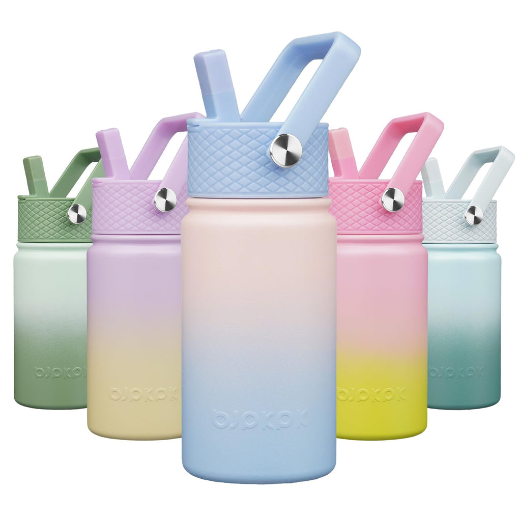 BJPKPK Insulated Water Bottle with Straw Lid, 15 oz Stainless Steel Metal Water Bottles, Reusable Leak Proof BPA Free Thermo, Flask, Cups - Lavender