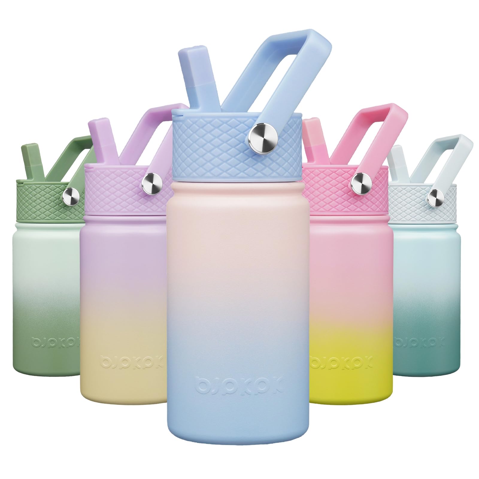 BJPKPK Insulated Water Bottle with Straw Lid, 15 oz Stainless Steel Metal Water Bottles, Reusable Leak Proof BPA Free Thermo, Flask, Cups - Lavender