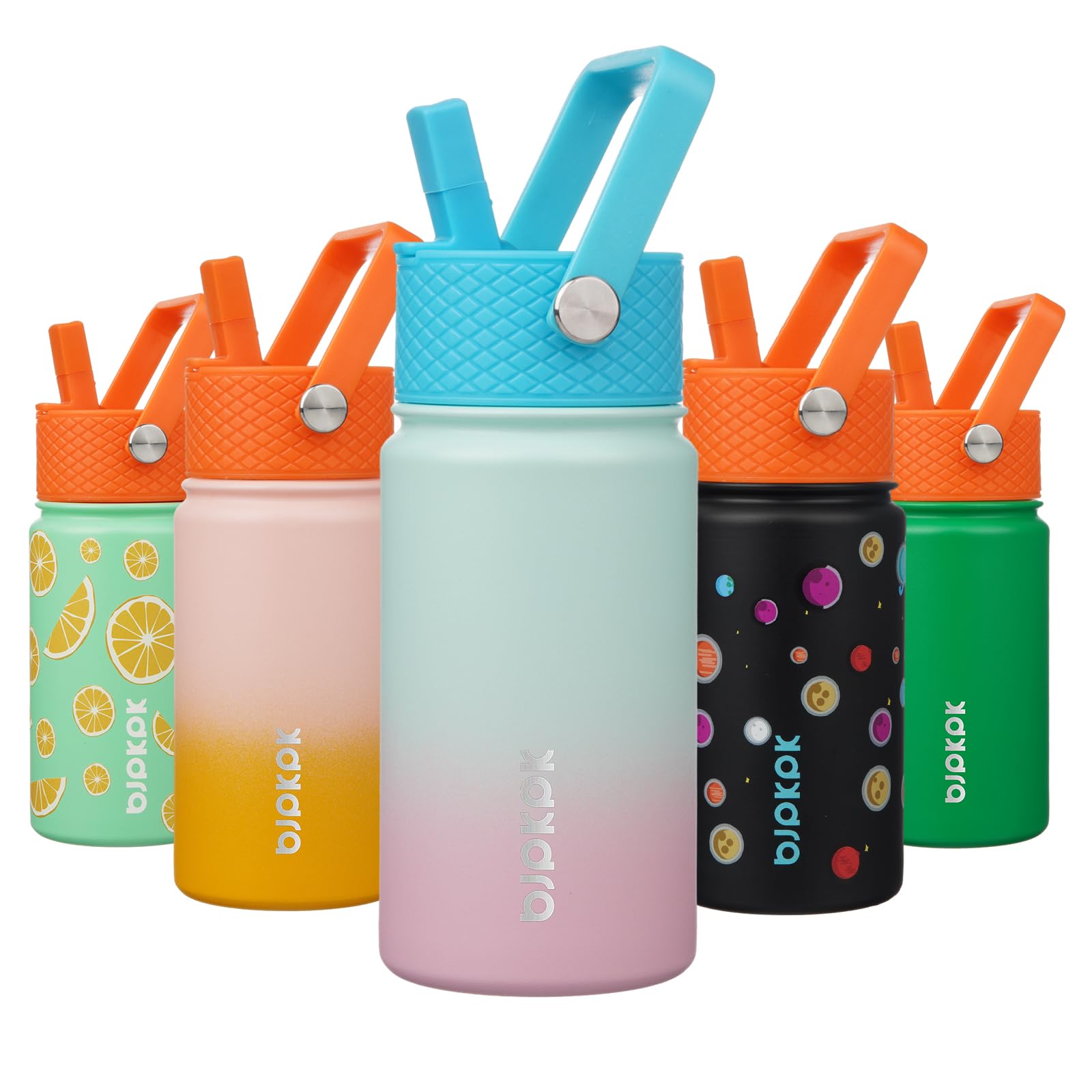 BJPKPK Insulated Water Bottle with Straw Lid, 15 oz Stainless Steel Metal Water Bottles, Reusable Leak Proof BPA Free Thermo, Flask, Cups - Lavender