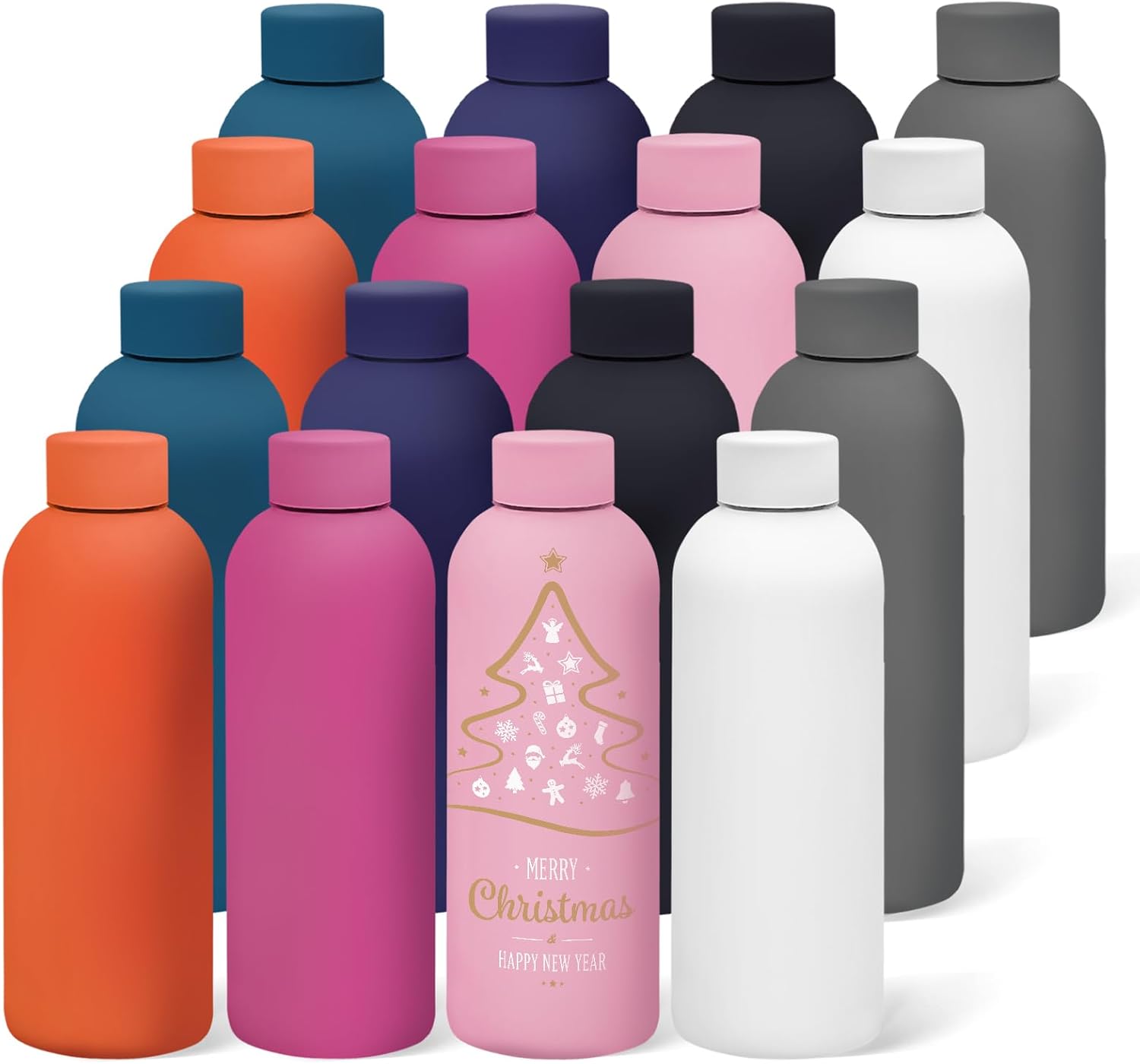 16 Pack Stainless Steel Insulated Water Bottle 17oz Blank Double Wall Vacuum Thermal Sports Bottle Personalized Metal Water Bottles Bulk for Travel Team Gift, Office