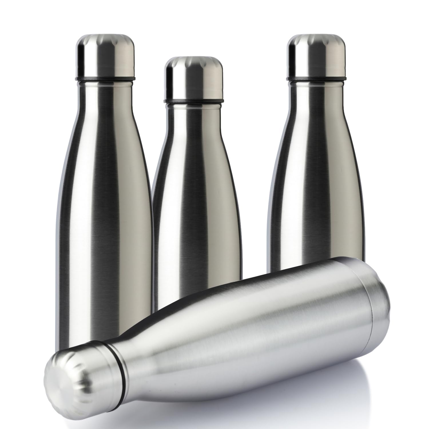 MEWAY 17oz Sport Water Bottle 12 Pack Vacuum Insulated Stainless Steel Leak-Proof Double Wall Cola Shape Water Bottle,Keep Drinks Hot & Cold (Silver,12 Pack)