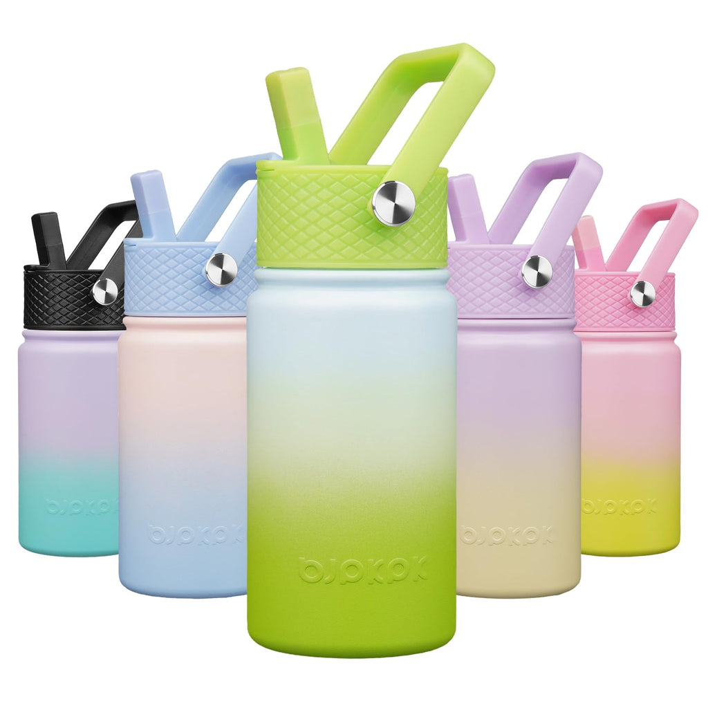 BJPKPK Insulated Water Bottle with Straw Lid, 15 oz Stainless Steel Metal Water Bottles, Reusable Leak Proof BPA Free Thermo, Flask, Cups - Lavender