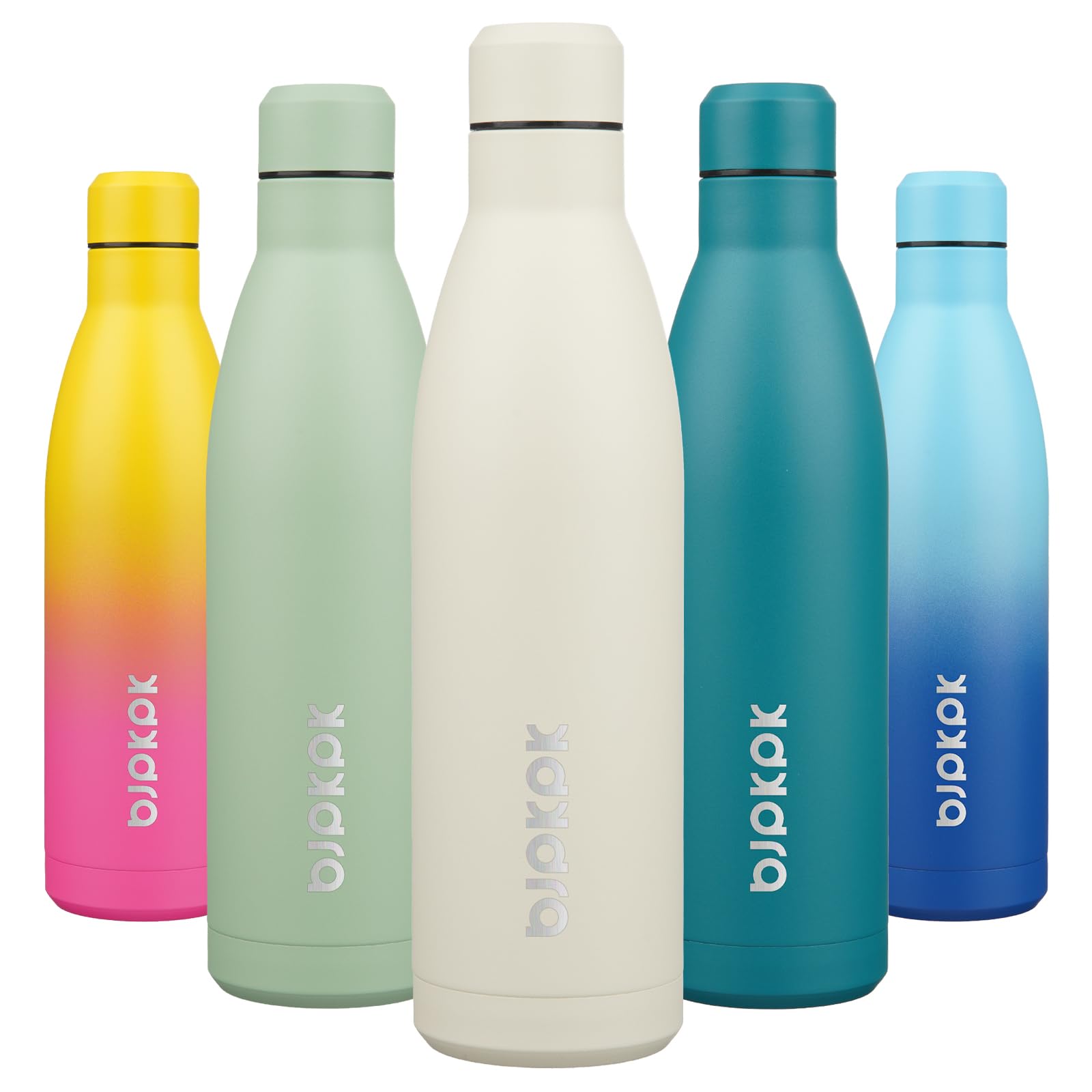 BJPKPK 12oz Water Bottles Stainless Steel Double Wall Vacuum Insulated Small Water Bottles for Travel,Sea Blue