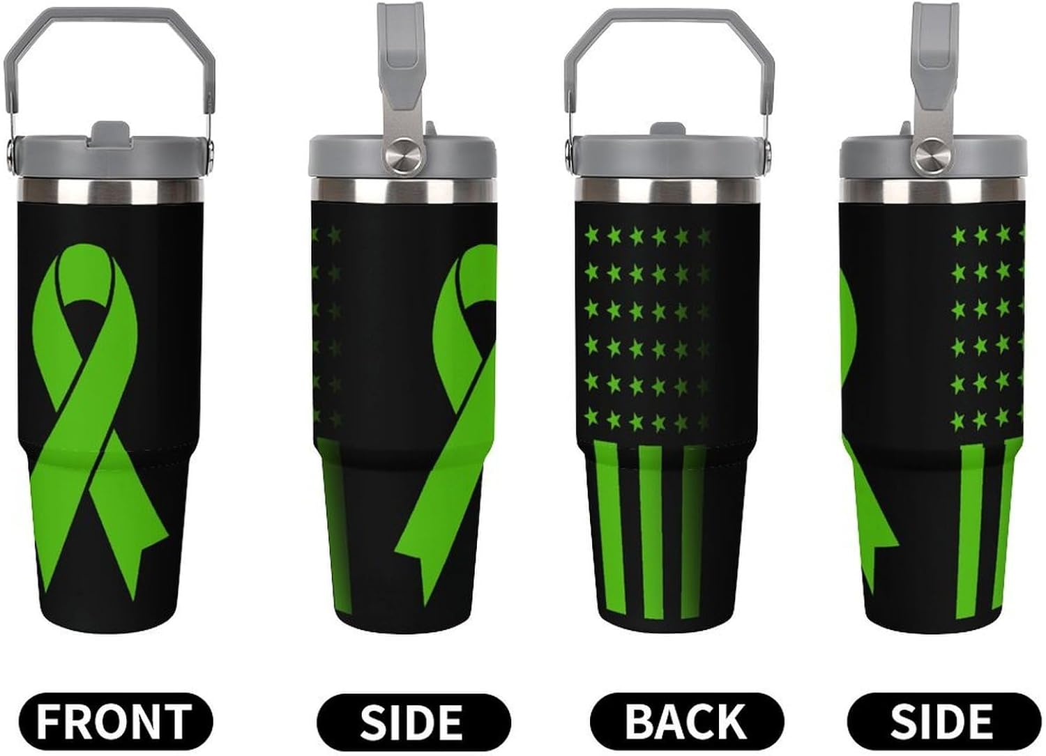 30 Oz Tumbler National Donate Life Month Stainless Steel Coffee Mug with Handle And Flip Straw Large Insulated Water Bottle for Women Men