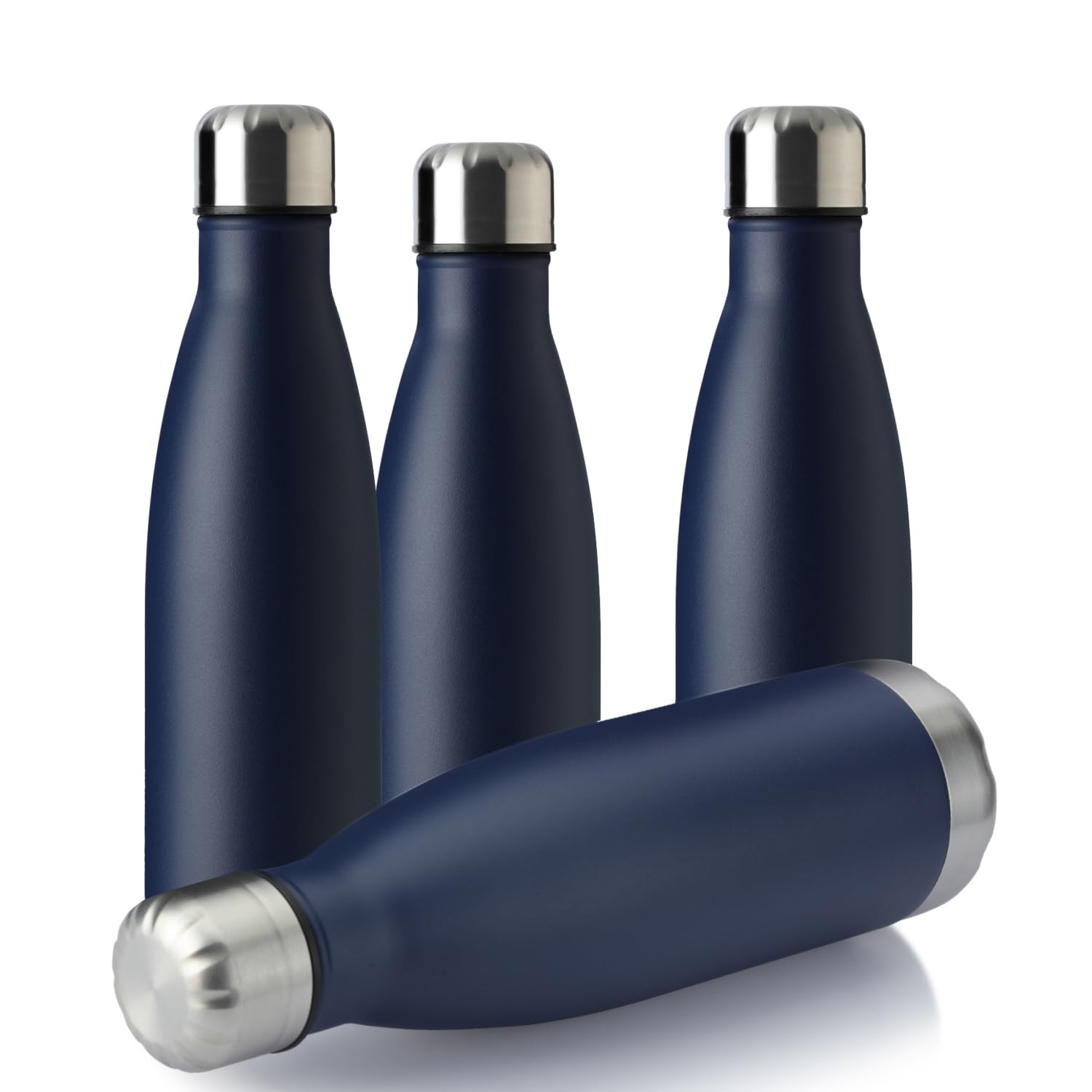 MEWAY 17oz Sport Water Bottle 12 Pack Vacuum Insulated Stainless Steel Leak-Proof Double Wall Cola Shape Water Bottle,Keep Drinks Hot & Cold (Silver,12 Pack)