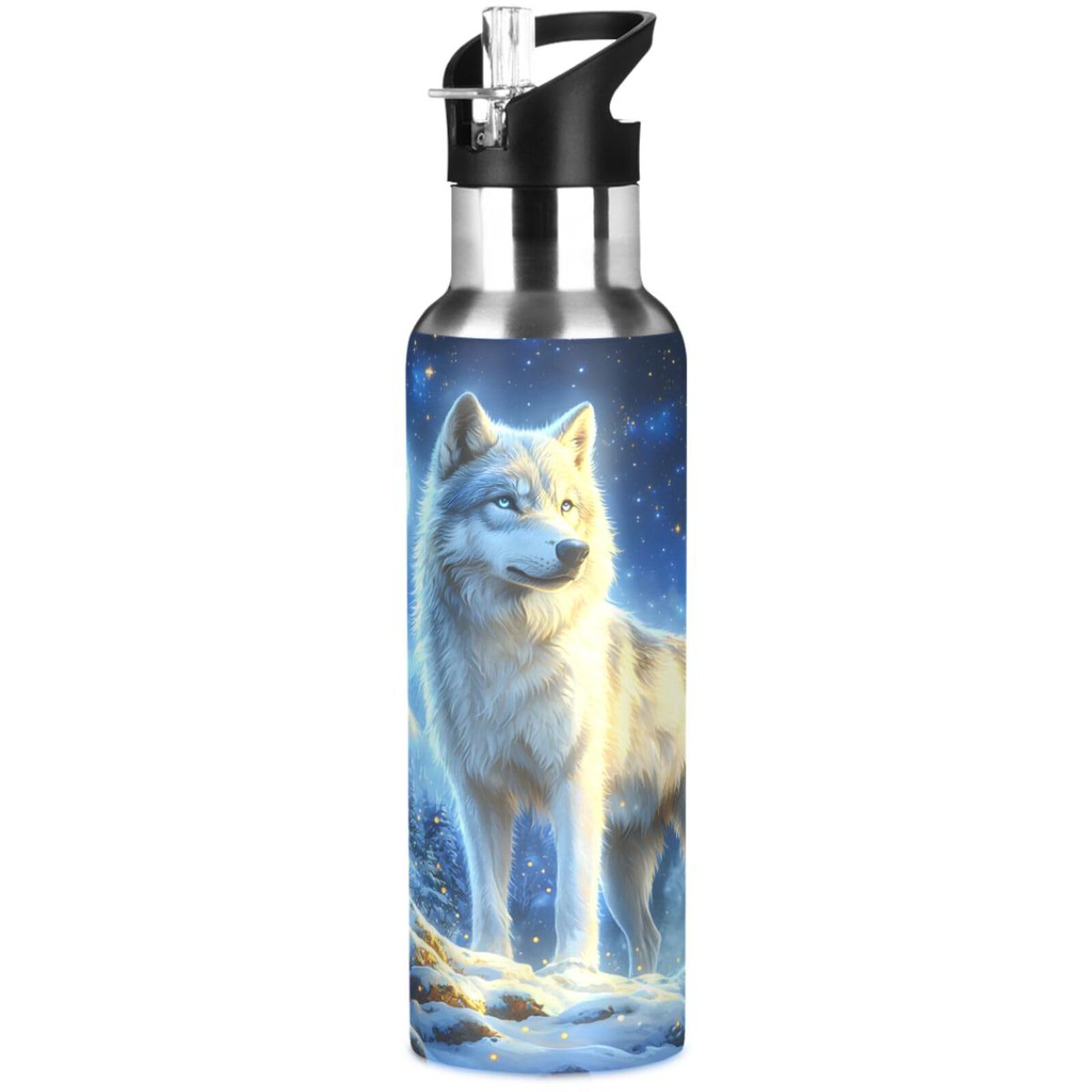 Ski Water Bottle Kids Insulated Sports Vacuum Stainless Steel Mug with Straw Lid & Handle 20 oz