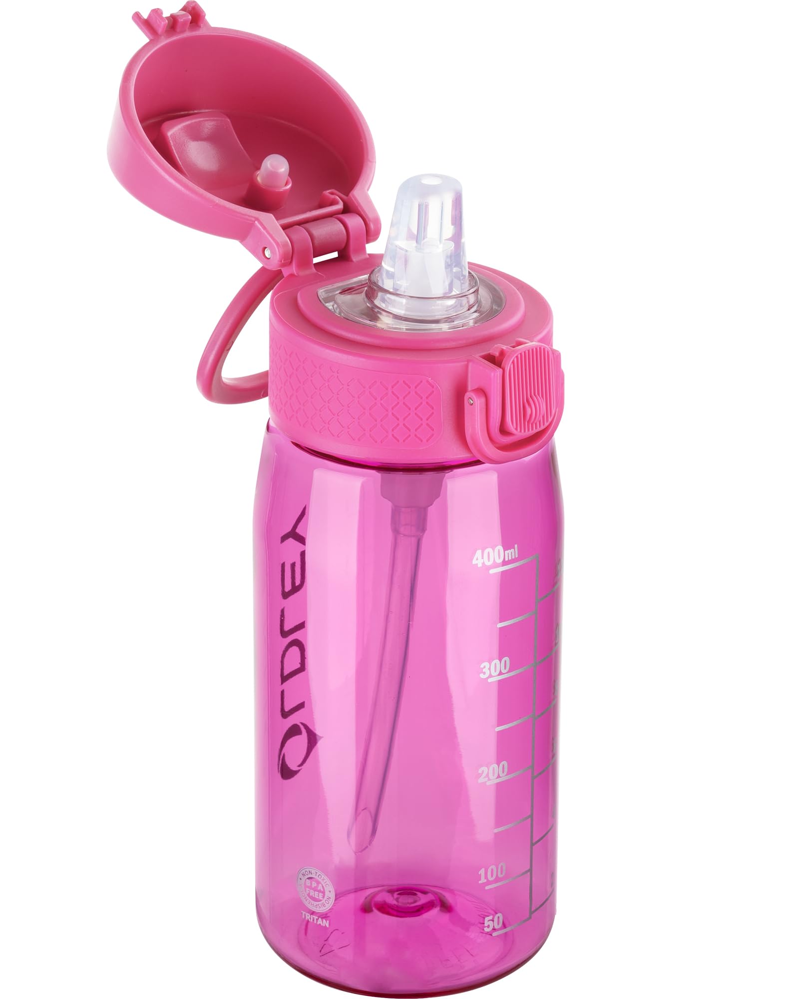 OLDLEY Kids Water Bottles with Straw 420ml/14oz BPA Free Tritan Water Bottle with Handle Leakproof School Sports Drinking Bottle for Toddler Boys Girls,Transparent