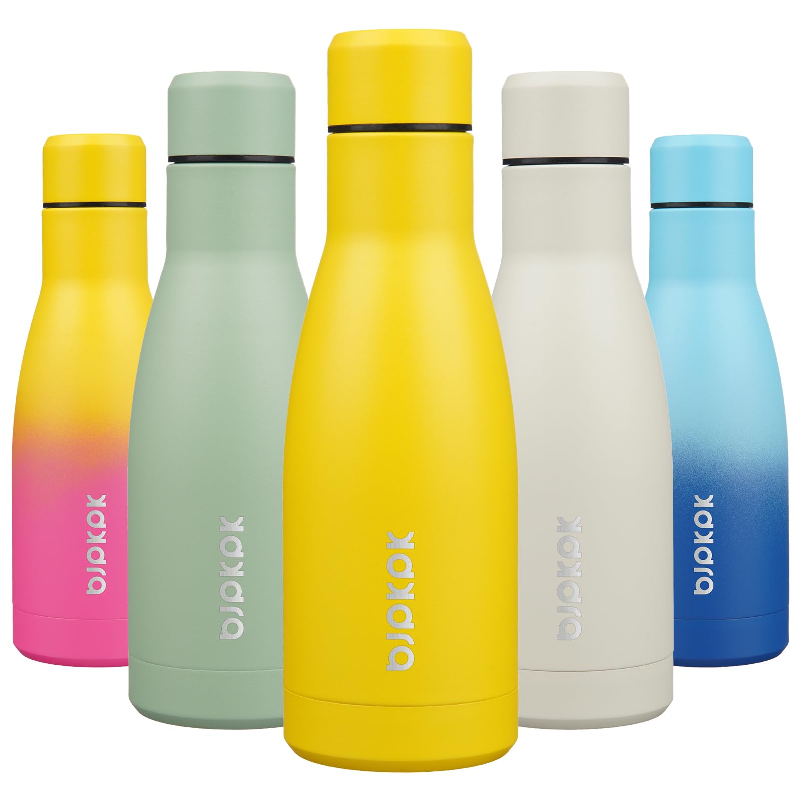 BJPKPK 12oz Water Bottles Stainless Steel Double Wall Vacuum Insulated Small Water Bottles for Travel,Sea Blue