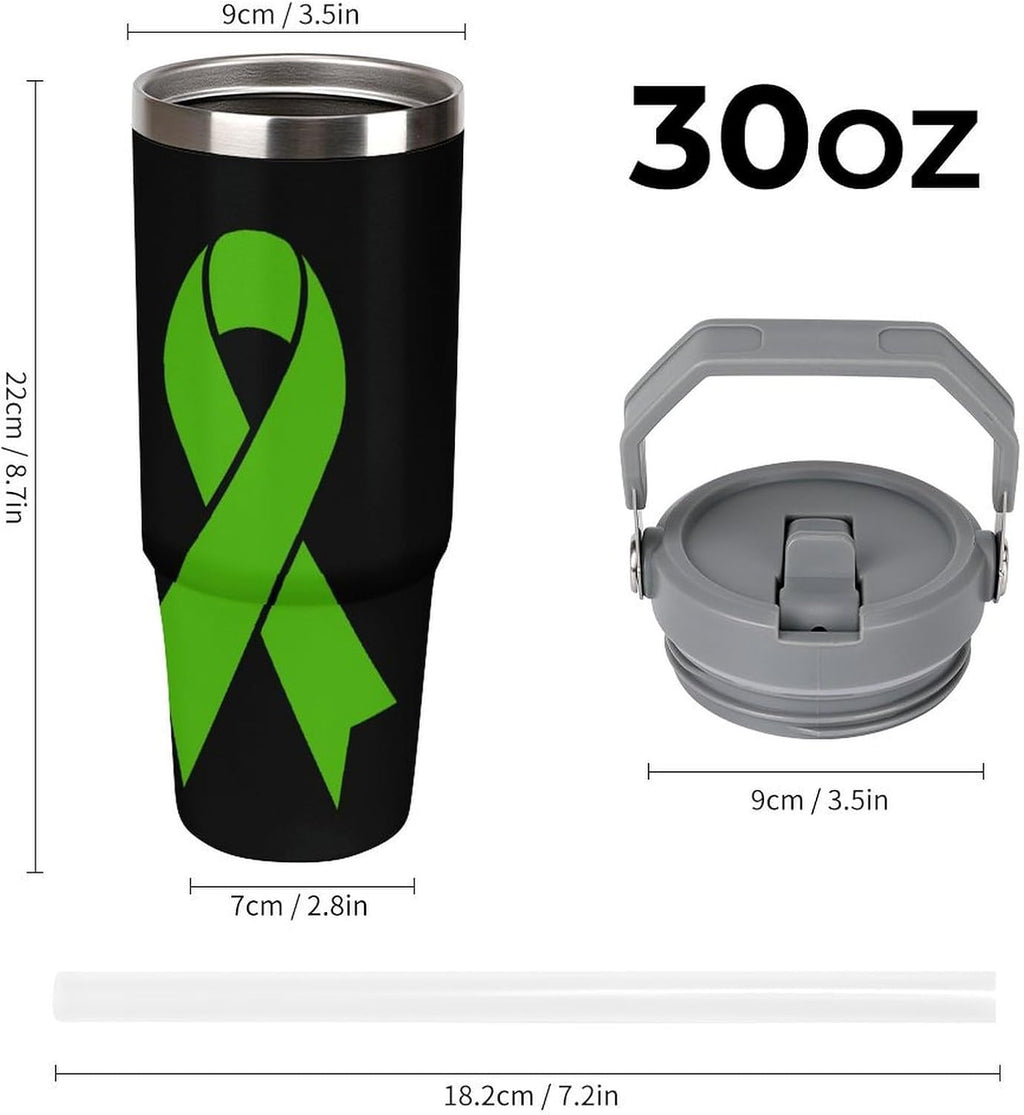 30 Oz Tumbler National Donate Life Month Stainless Steel Coffee Mug with Handle And Flip Straw Large Insulated Water Bottle for Women Men