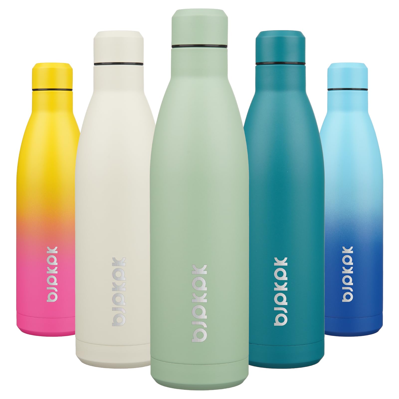 BJPKPK 12oz Water Bottles Stainless Steel Double Wall Vacuum Insulated Small Water Bottles for Travel,Sea Blue