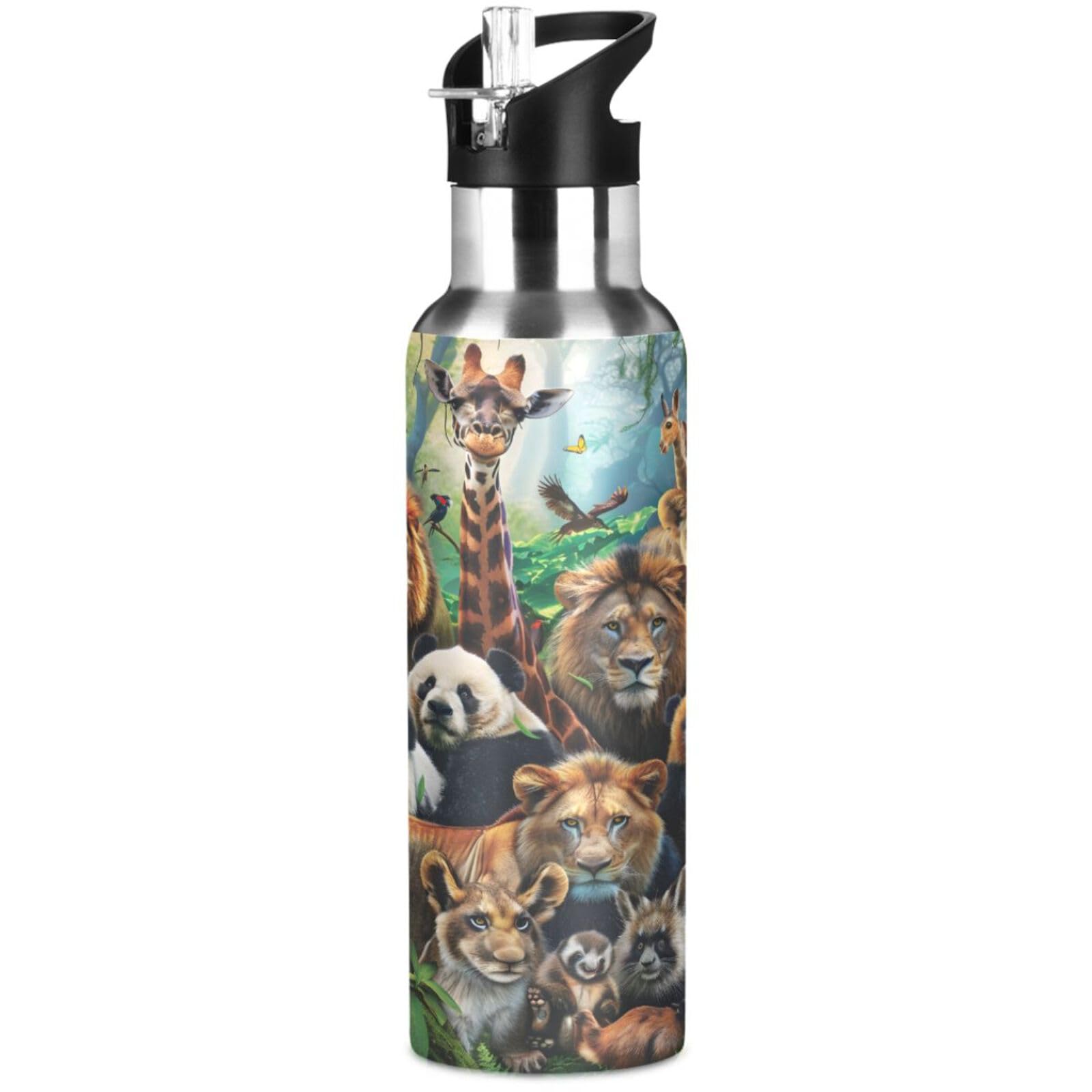 Ski Water Bottle Kids Insulated Sports Vacuum Stainless Steel Mug with Straw Lid & Handle 20 oz