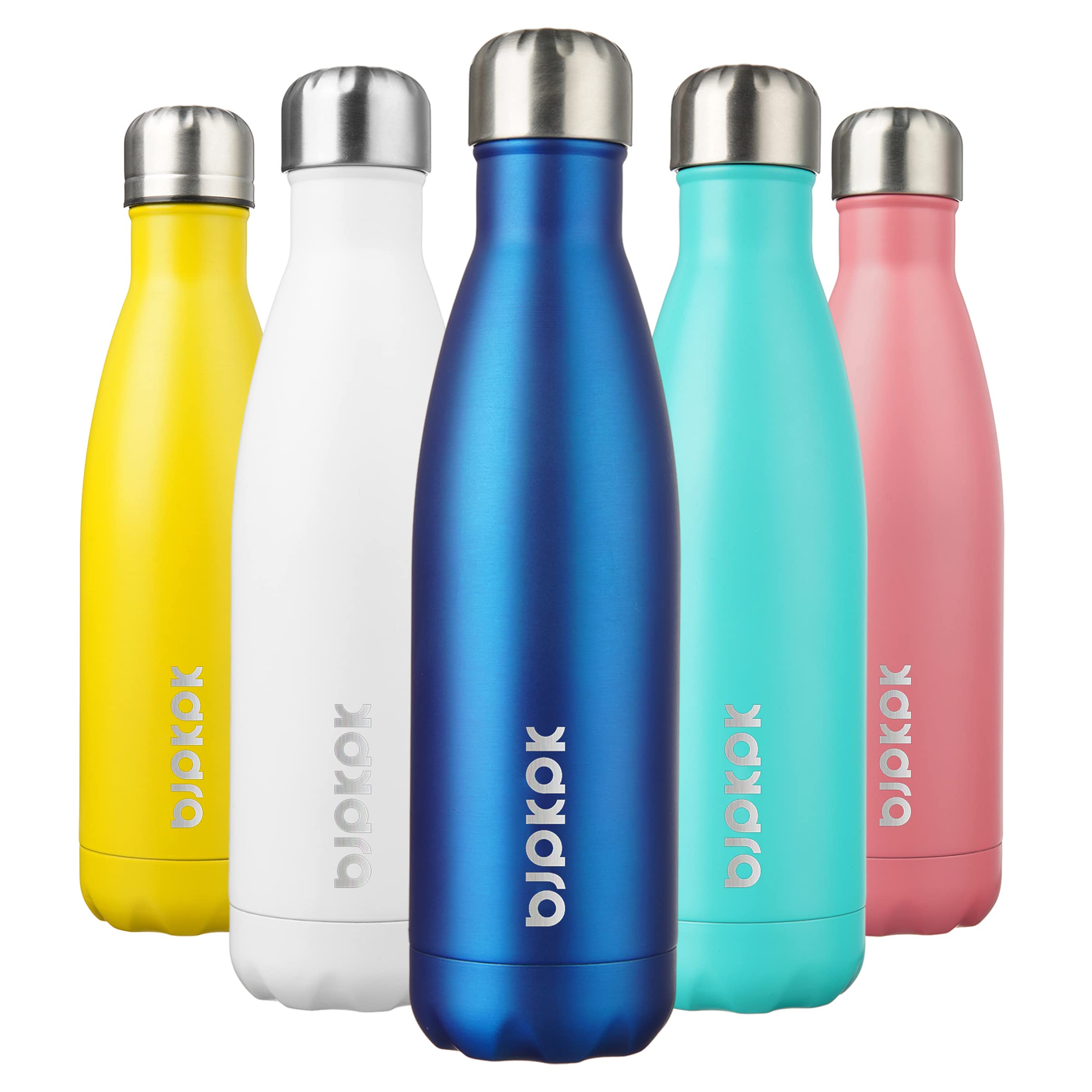 BJPKPK 12oz Water Bottles Stainless Steel Double Wall Vacuum Insulated Small Water Bottles for Travel,Sea Blue