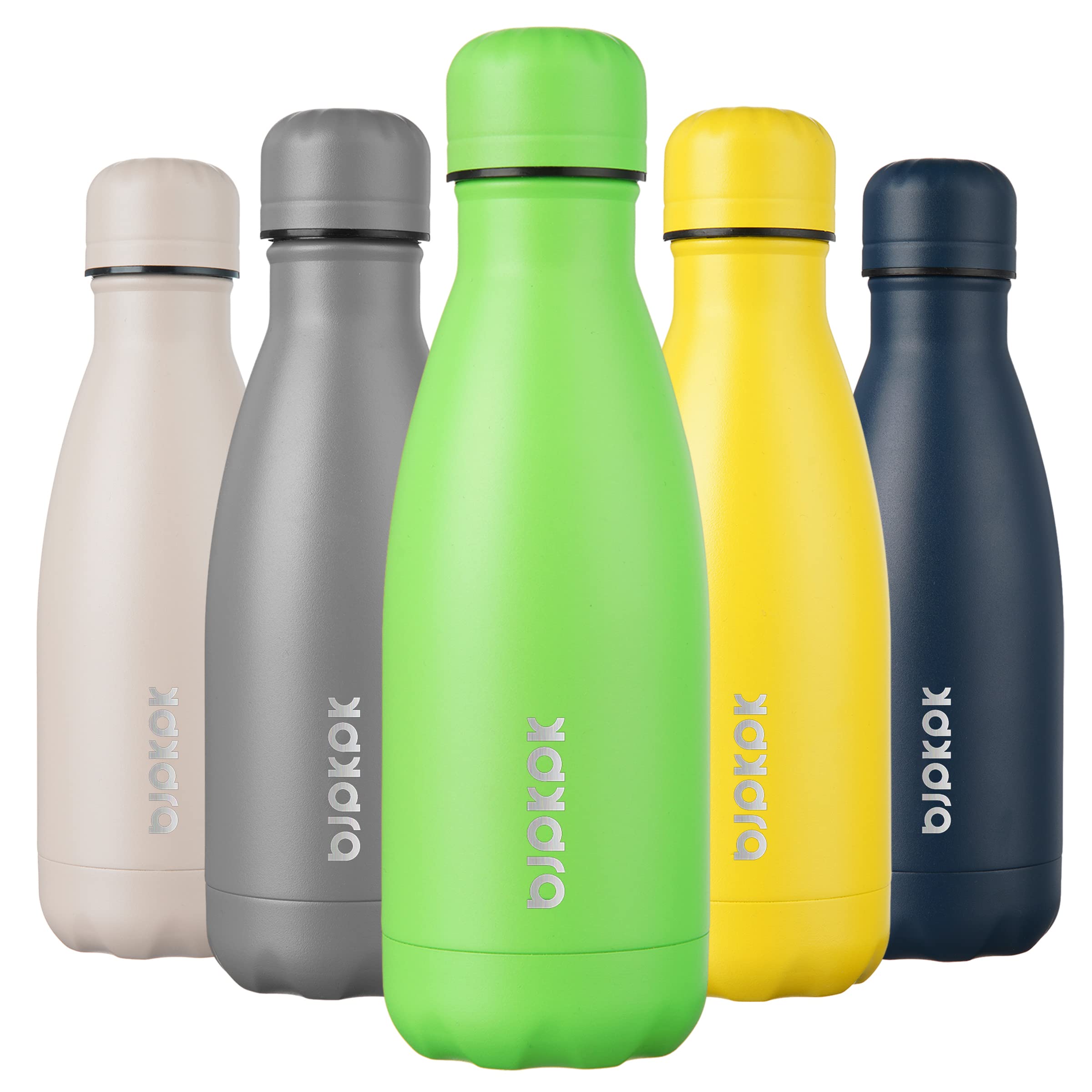 BJPKPK 12oz Water Bottles Stainless Steel Double Wall Vacuum Insulated Small Water Bottles for Travel,Sea Blue