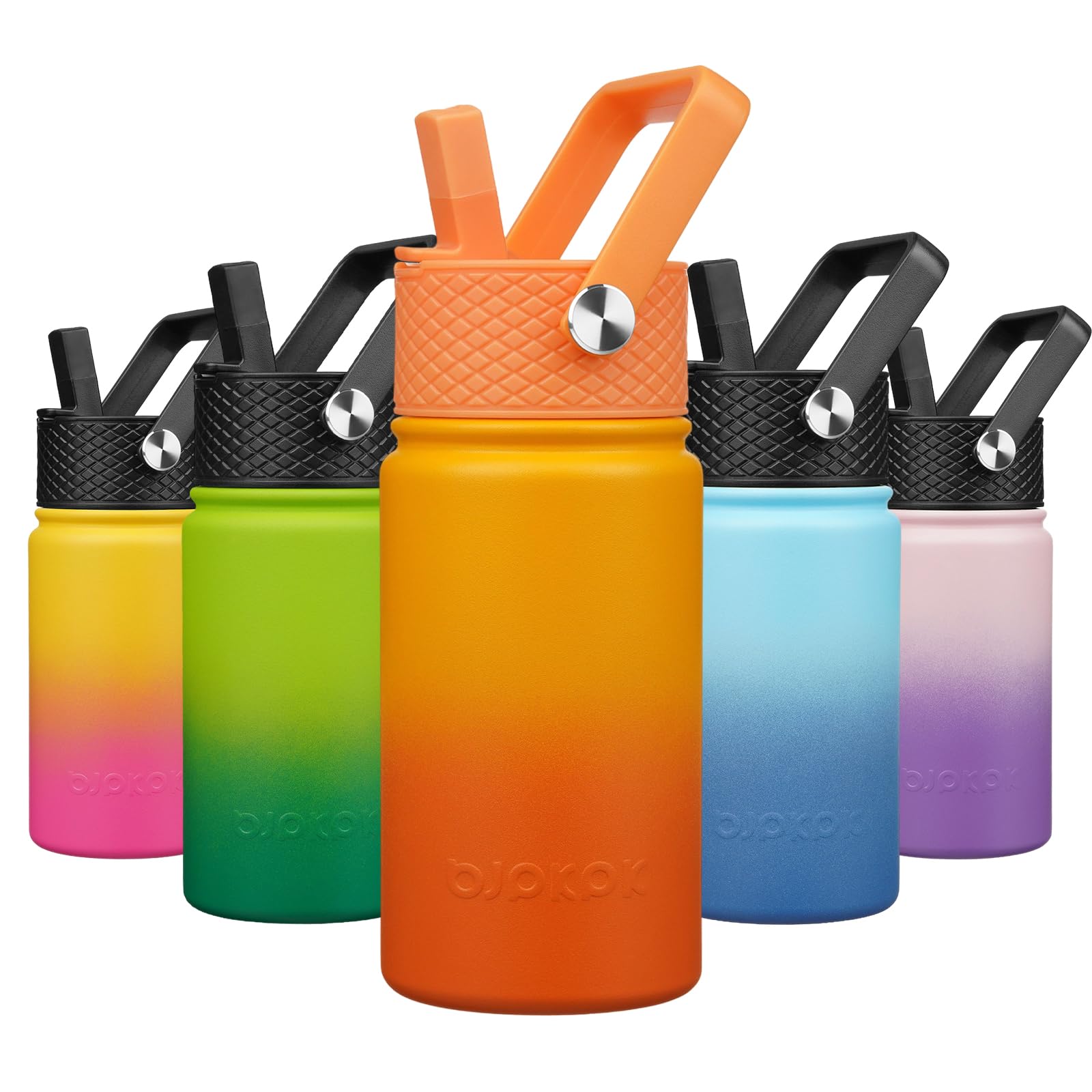 BJPKPK Insulated Water Bottle with Straw Lid, 15 oz Stainless Steel Metal Water Bottles, Reusable Leak Proof BPA Free Thermo, Flask, Cups - Lavender