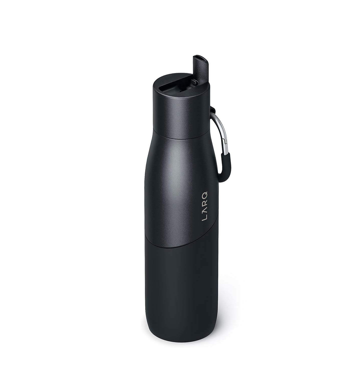 LARQ Bottle Movement Filtered - Lightweight Non-Insulated Stainless Steel Water Bottle BPA Free with Nano Zero Technology and Long-Lasting Filters, Black/Onyx, 24oz
