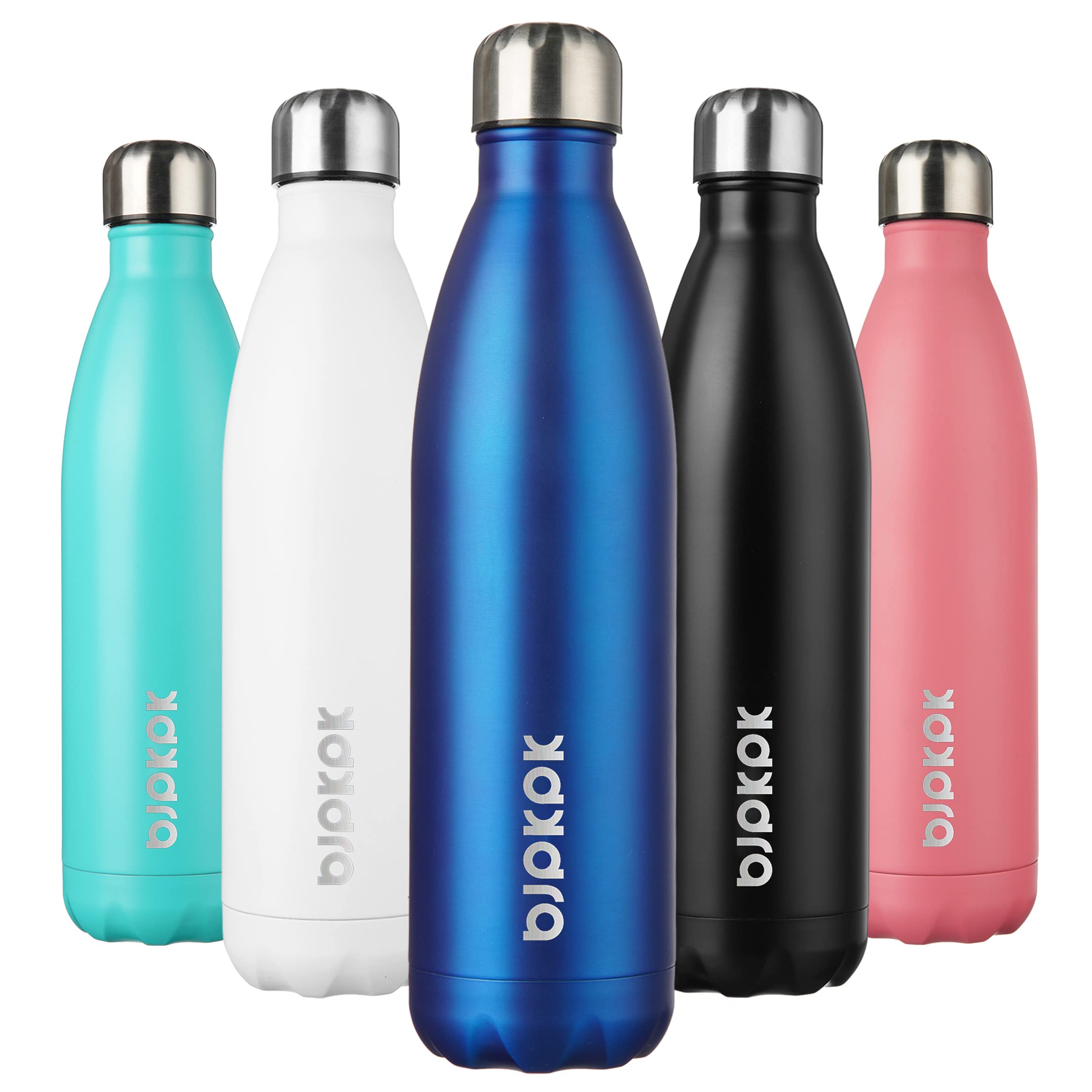 BJPKPK 12oz Water Bottles Stainless Steel Double Wall Vacuum Insulated Small Water Bottles for Travel,Sea Blue