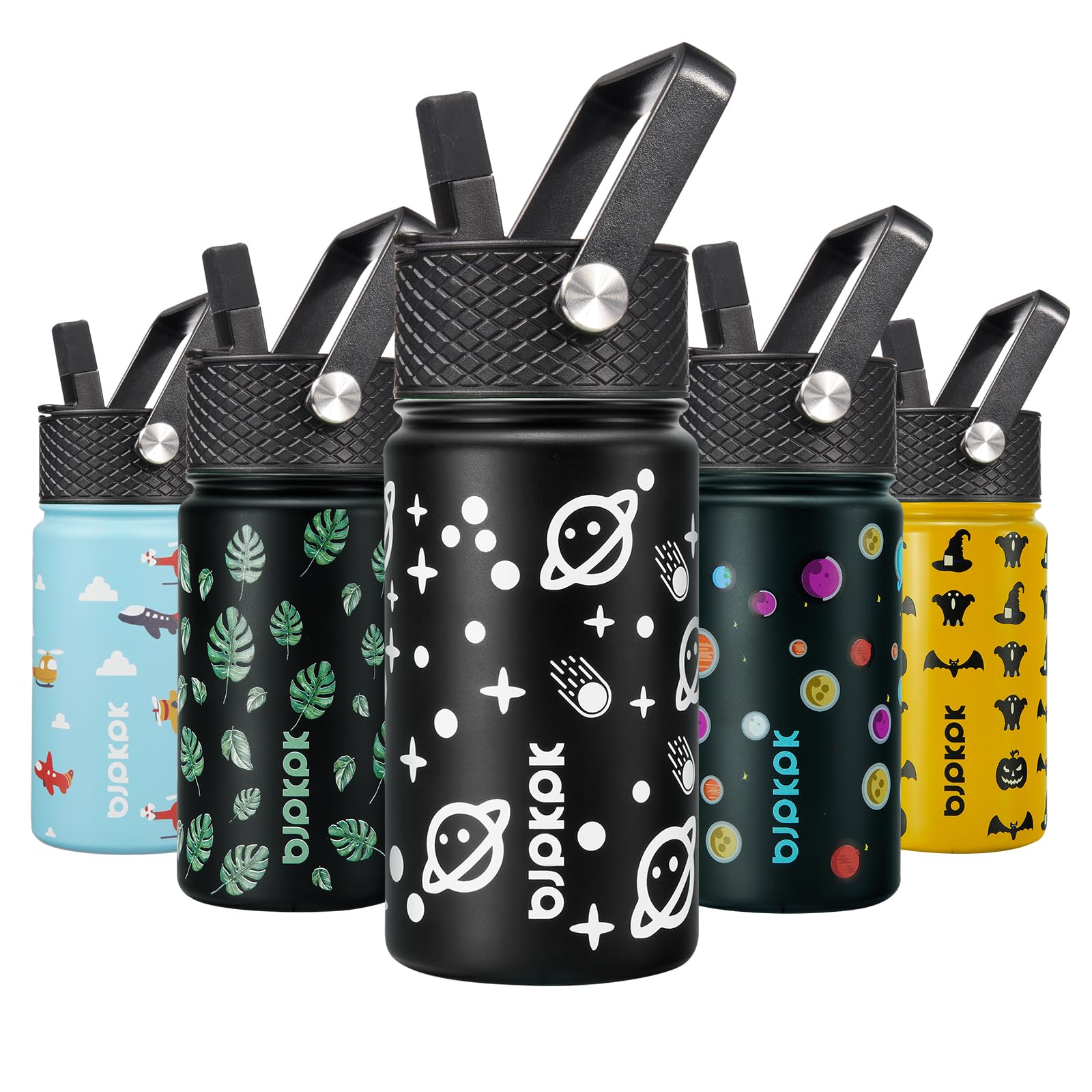 BJPKPK Insulated Water Bottle with Straw Lid, 15 oz Stainless Steel Metal Water Bottles, Reusable Leak Proof BPA Free Thermo, Flask, Cups - Lavender