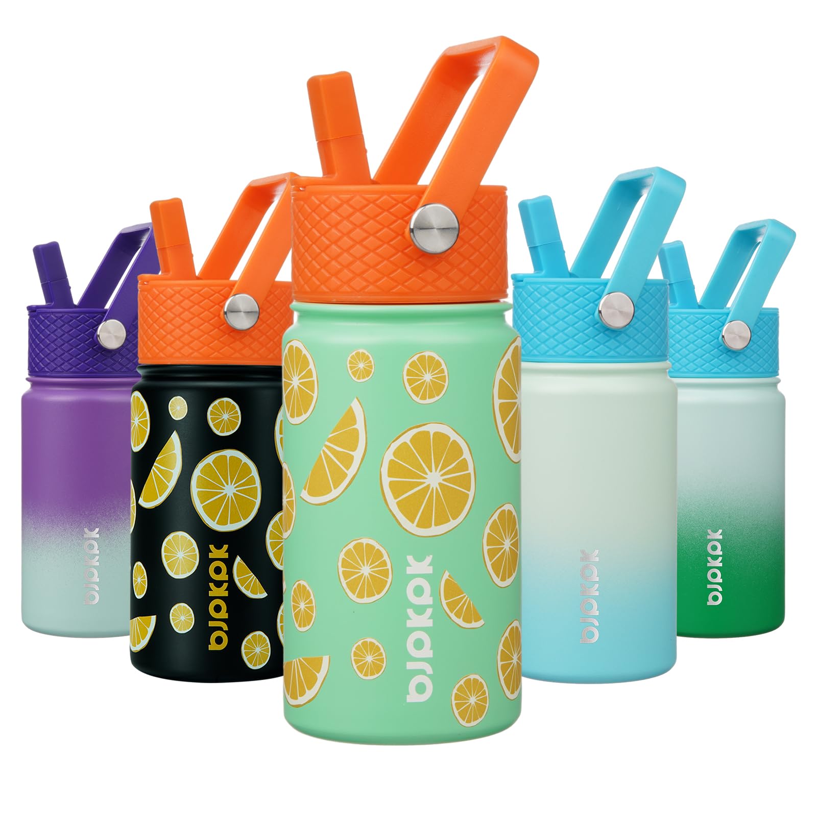 BJPKPK Insulated Water Bottle with Straw Lid, 15 oz Stainless Steel Metal Water Bottles, Reusable Leak Proof BPA Free Thermo, Flask, Cups - Lavender