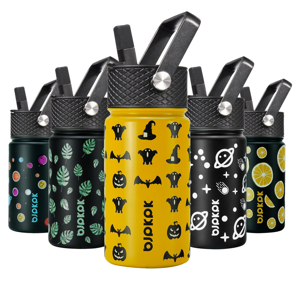 BJPKPK Insulated Water Bottle with Straw Lid, 15 oz Stainless Steel Metal Water Bottles, Reusable Leak Proof BPA Free Thermo, Flask, Cups - Lavender