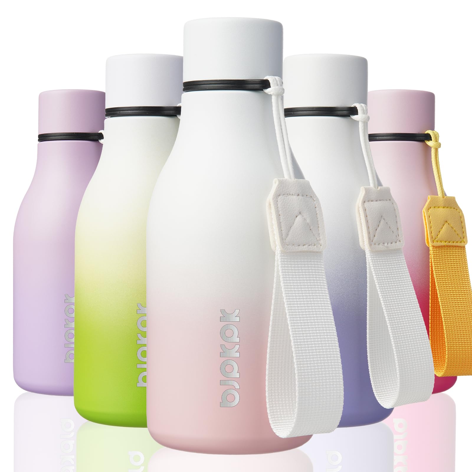 BJPKPK Insulated Water Bottles, 12oz Stainless Steel Metal Water Bottle with Strap, BPA Free Leak Proof Jugs, Mugs, Flasks, Reusable Thermal Flasks for Sports & Travel, Sakura