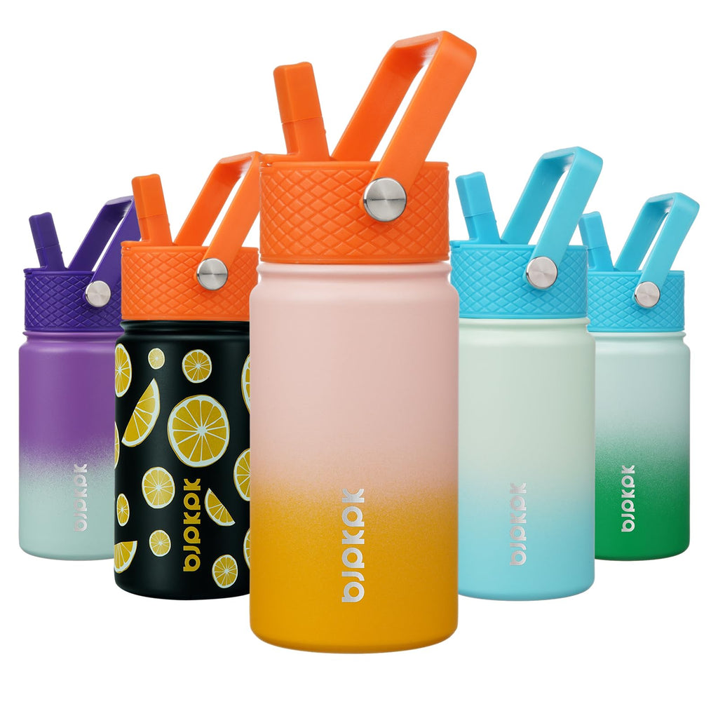 BJPKPK Insulated Water Bottle with Straw Lid, 15 oz Stainless Steel Metal Water Bottles, Reusable Leak Proof BPA Free Thermo, Flask, Cups - Lavender