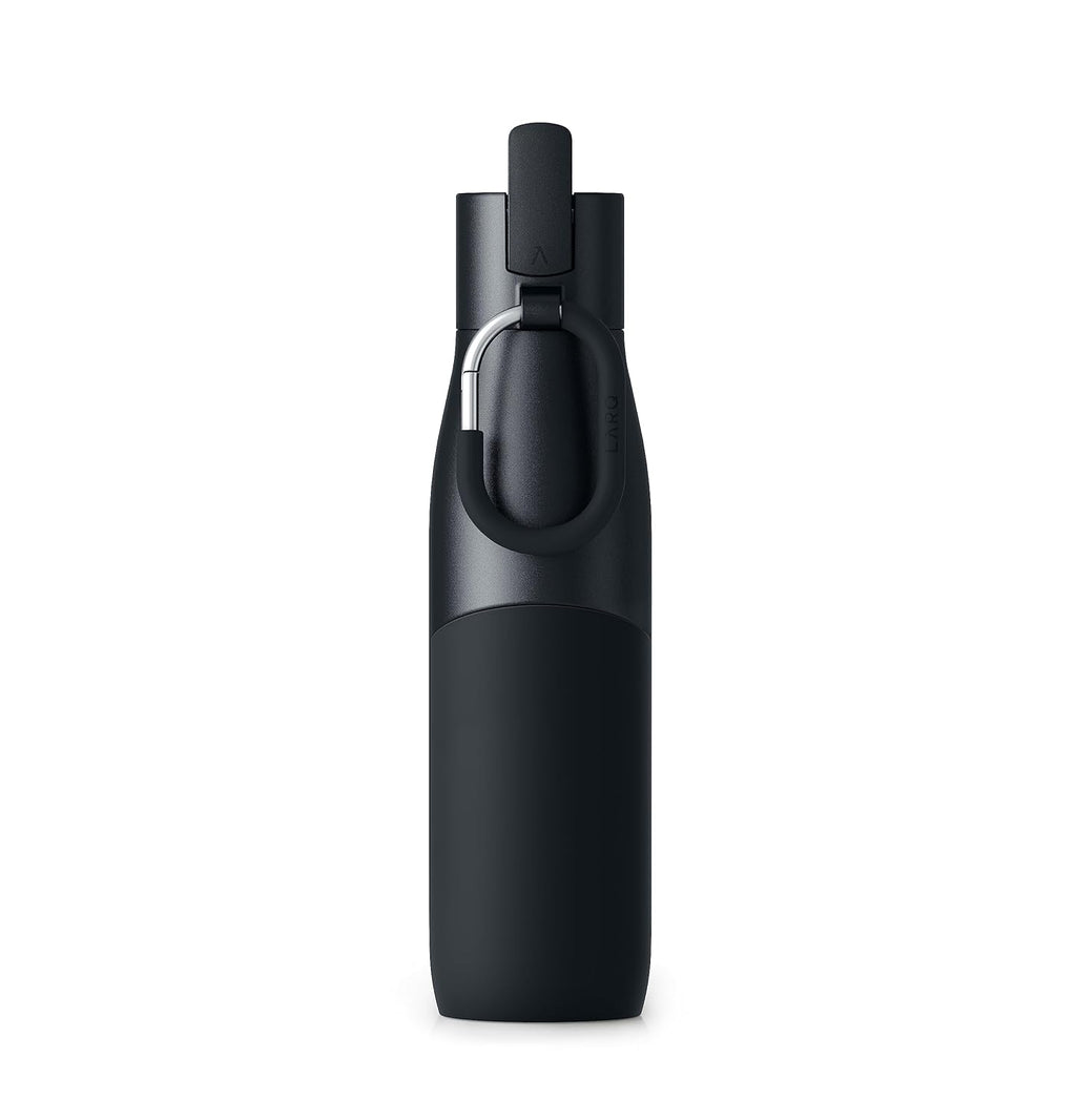 LARQ Bottle Movement Filtered - Lightweight Non-Insulated Stainless Steel Water Bottle BPA Free with Nano Zero Technology and Long-Lasting Filters, Black/Onyx, 24oz