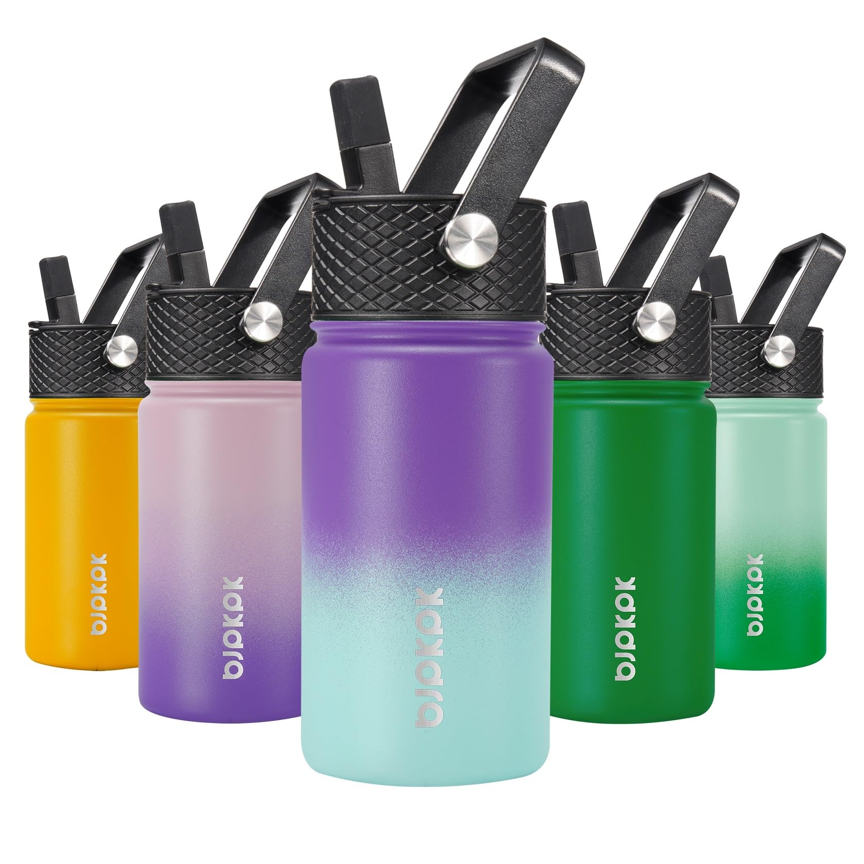 BJPKPK Insulated Water Bottle with Straw Lid, 15 oz Stainless Steel Metal Water Bottles, Reusable Leak Proof BPA Free Thermo, Flask, Cups - Lavender