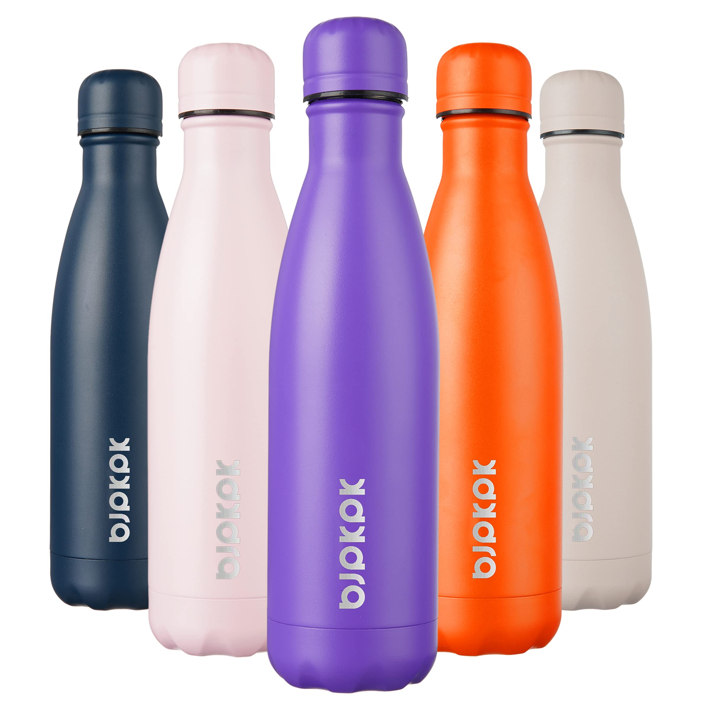 BJPKPK 12oz Water Bottles Stainless Steel Double Wall Vacuum Insulated Small Water Bottles for Travel,Sea Blue