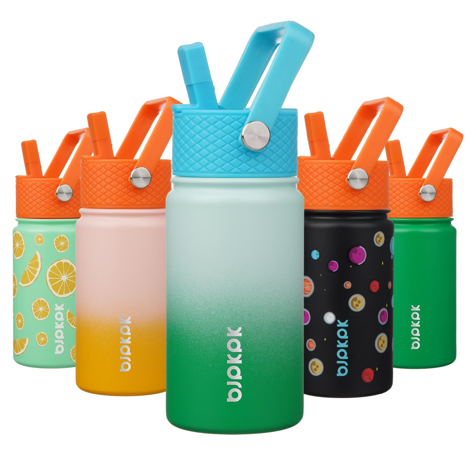 BJPKPK Insulated Water Bottle with Straw Lid, 15 oz Stainless Steel Metal Water Bottles, Reusable Leak Proof BPA Free Thermo, Flask, Cups - Lavender