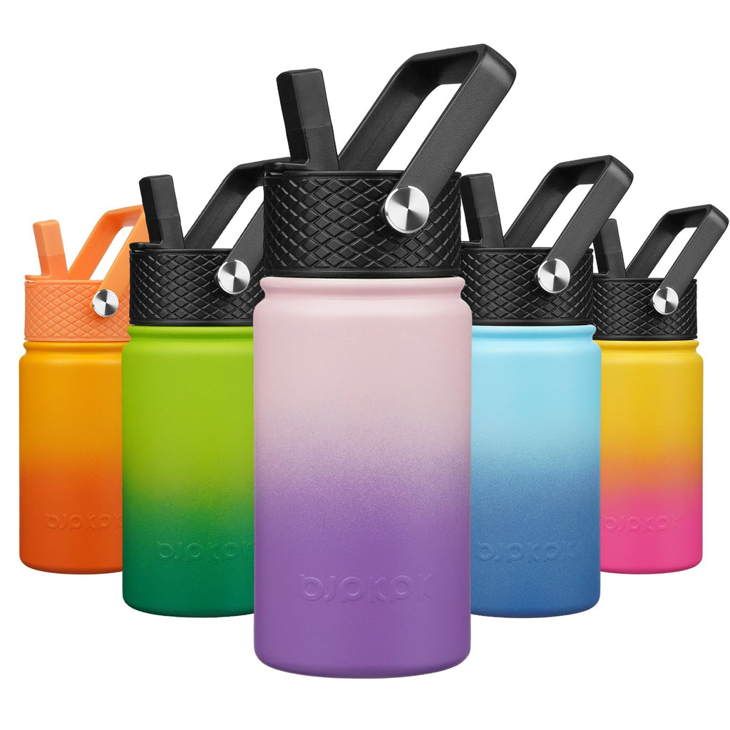 BJPKPK Insulated Water Bottle with Straw Lid, 15 oz Stainless Steel Metal Water Bottles, Reusable Leak Proof BPA Free Thermo, Flask, Cups - Lavender